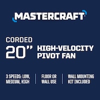 Mastercraft Floor/Wall Fan with 720-Degree Adjustable Head, 20-in
