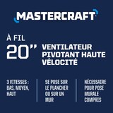 Ventilateur mural/de sol Mastercraft avec tête réglable à 720 degrés, 20 po