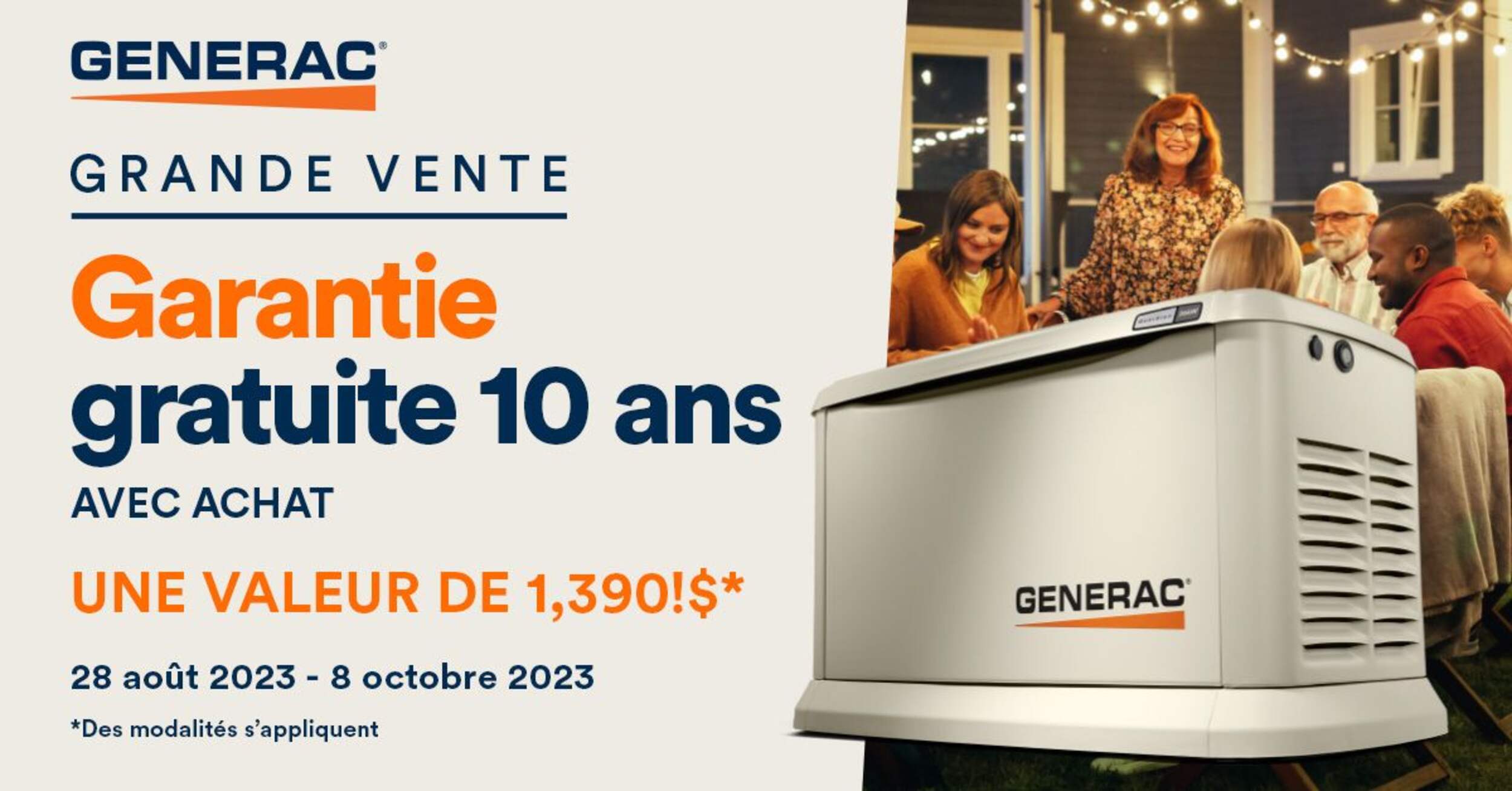 Génératrice de secours à domicile automatique 22 kW Generac avec moteur