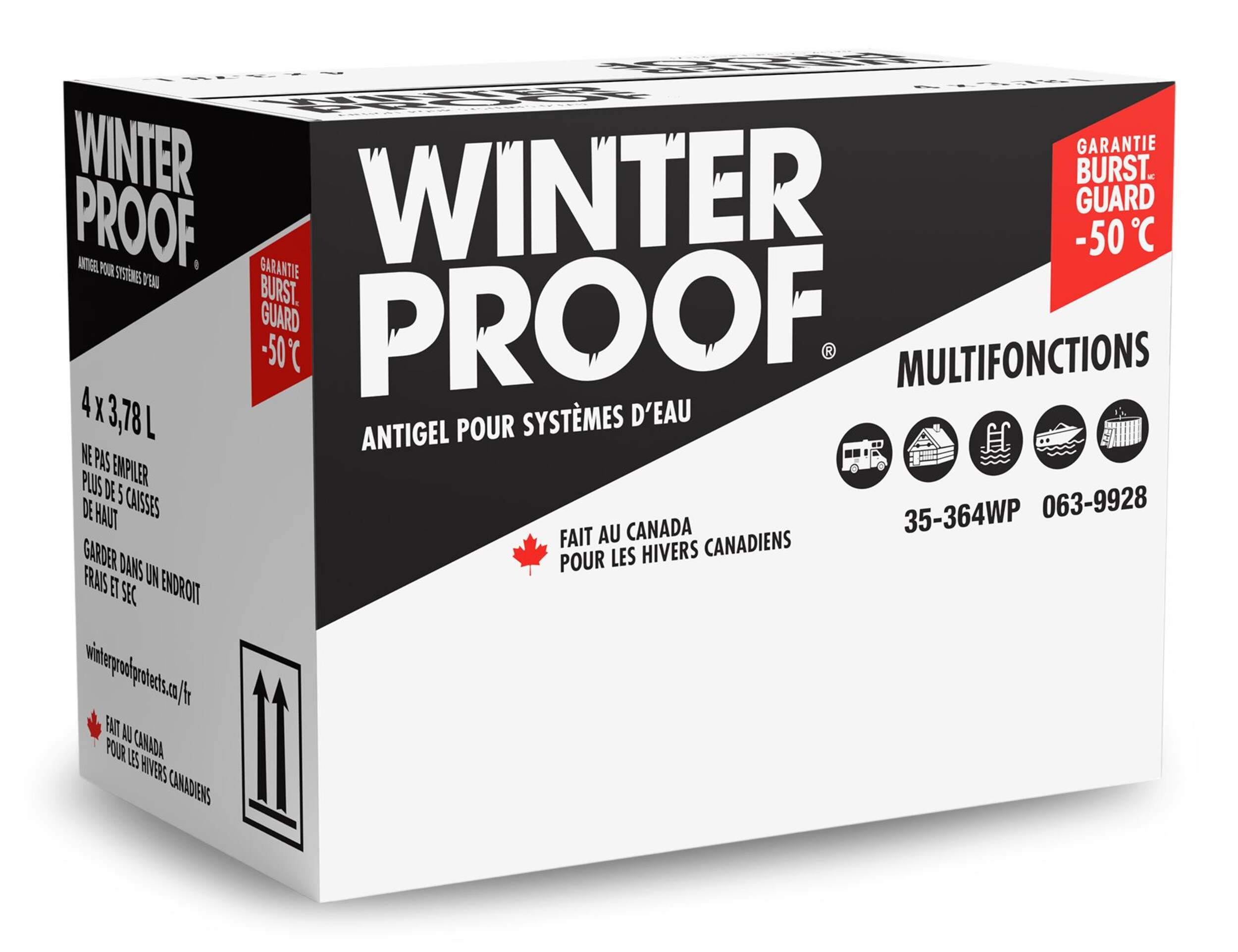 Antigel tout usage pour système d'eau WinterProof, sans danger pour les tuyaux en métal et en plastique, 50 °C, 3,78 L, paq. 4 Front_Angled_Right