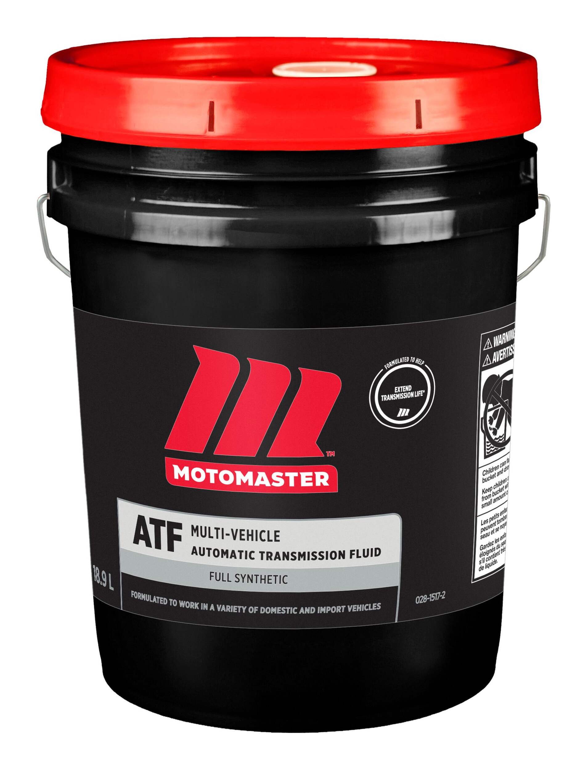 MotoMaster Multi-Vehicle Full Synthetic ATF Pail, 18.9-L Front_Elevated