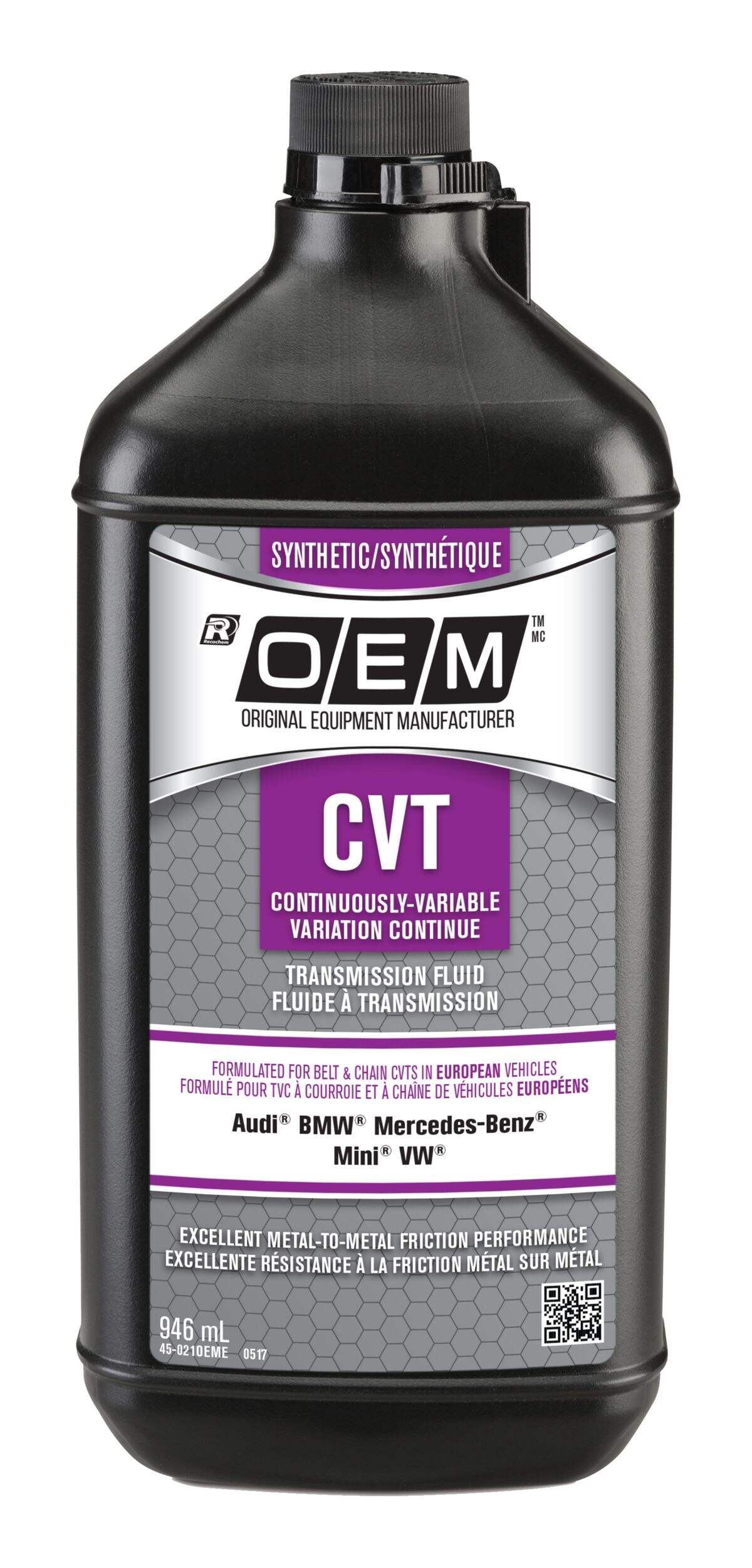 OEM Synthetic CVT Transmission Fluid, European, 946-mL Front_Flat