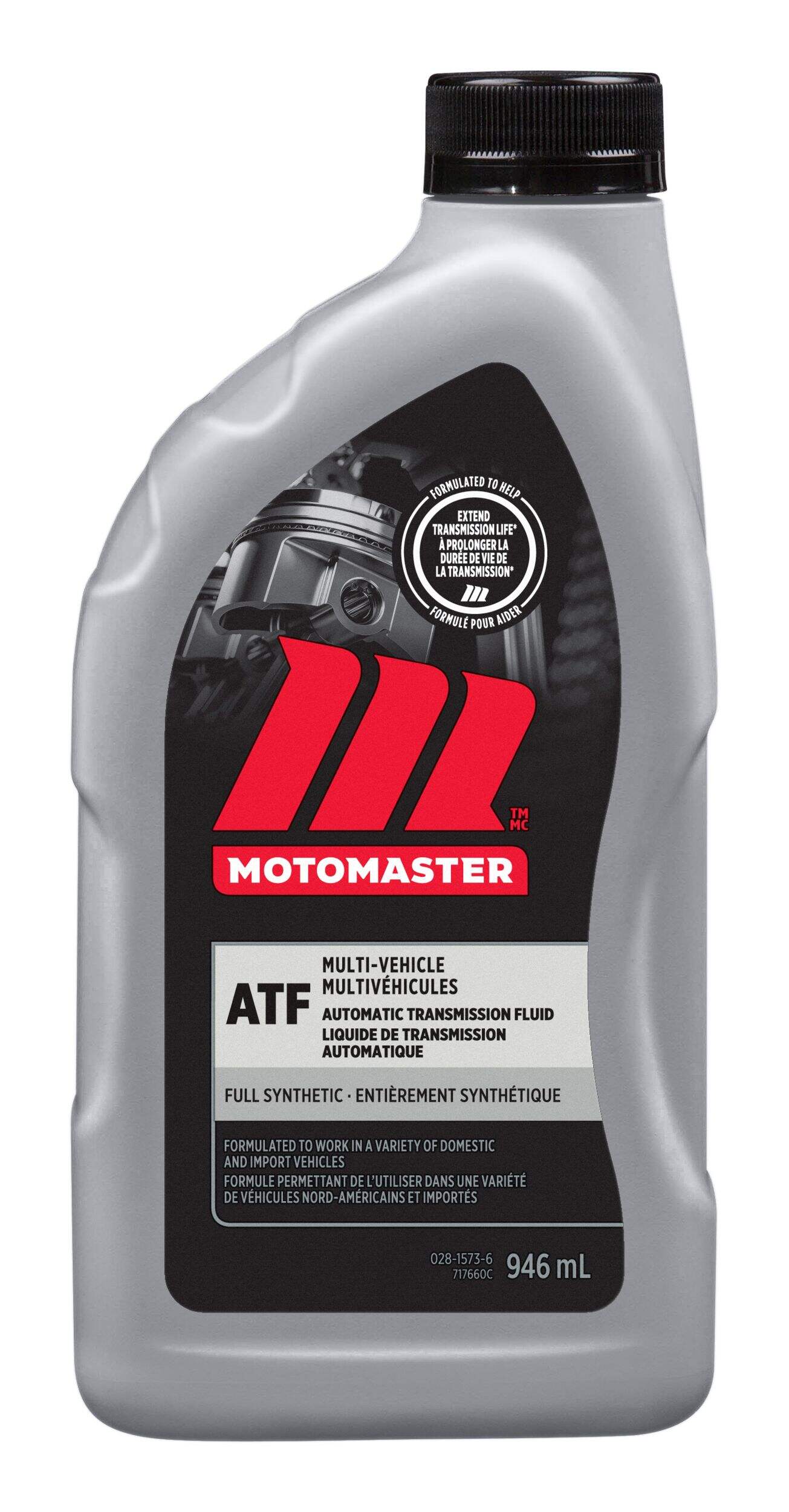 MotoMaster Full Synthetic Multi-Vehicle Automatic Transmission Fluid/ATF, 946-mL Front_Flat