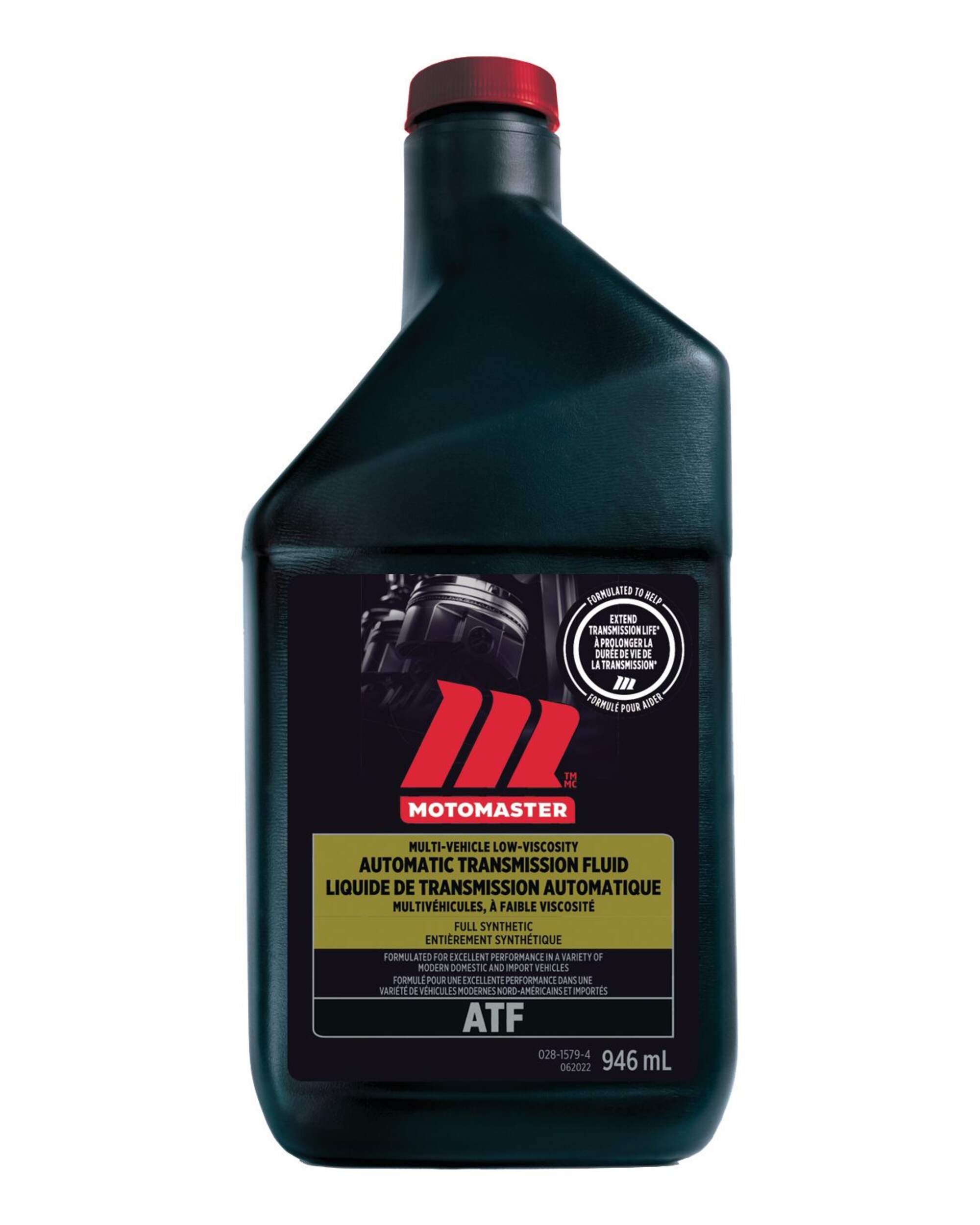 MotoMaster Full Synthetic Multi-Vehicle Low Viscosity Automatic Transmission Fluid/ATF, 946-mL Front_Flat