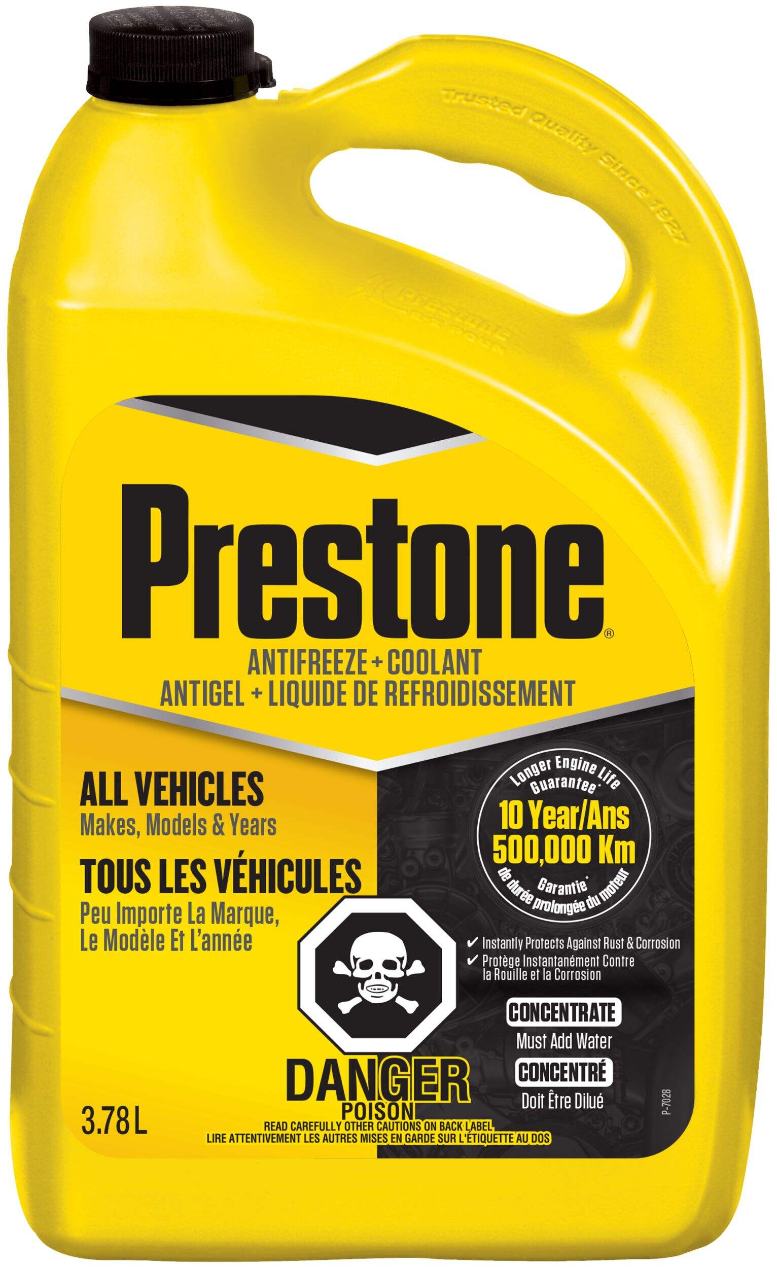 Liquide de refroidissement et antigel concentré Prestone®, convient à tous les véhicules, 3,78&nbsp;L Front_Flat