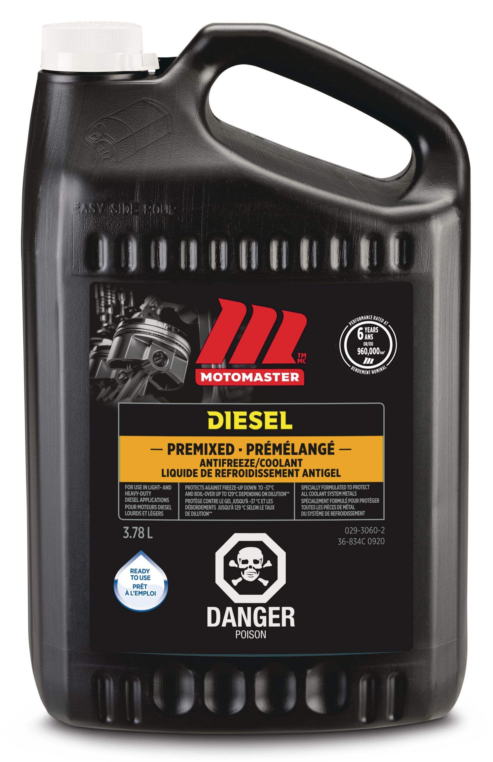 Liquide de refroidissement antigel prémélangé à durée prolongée MotoMaster Global, 3,78&nbsp;L Front_Flat