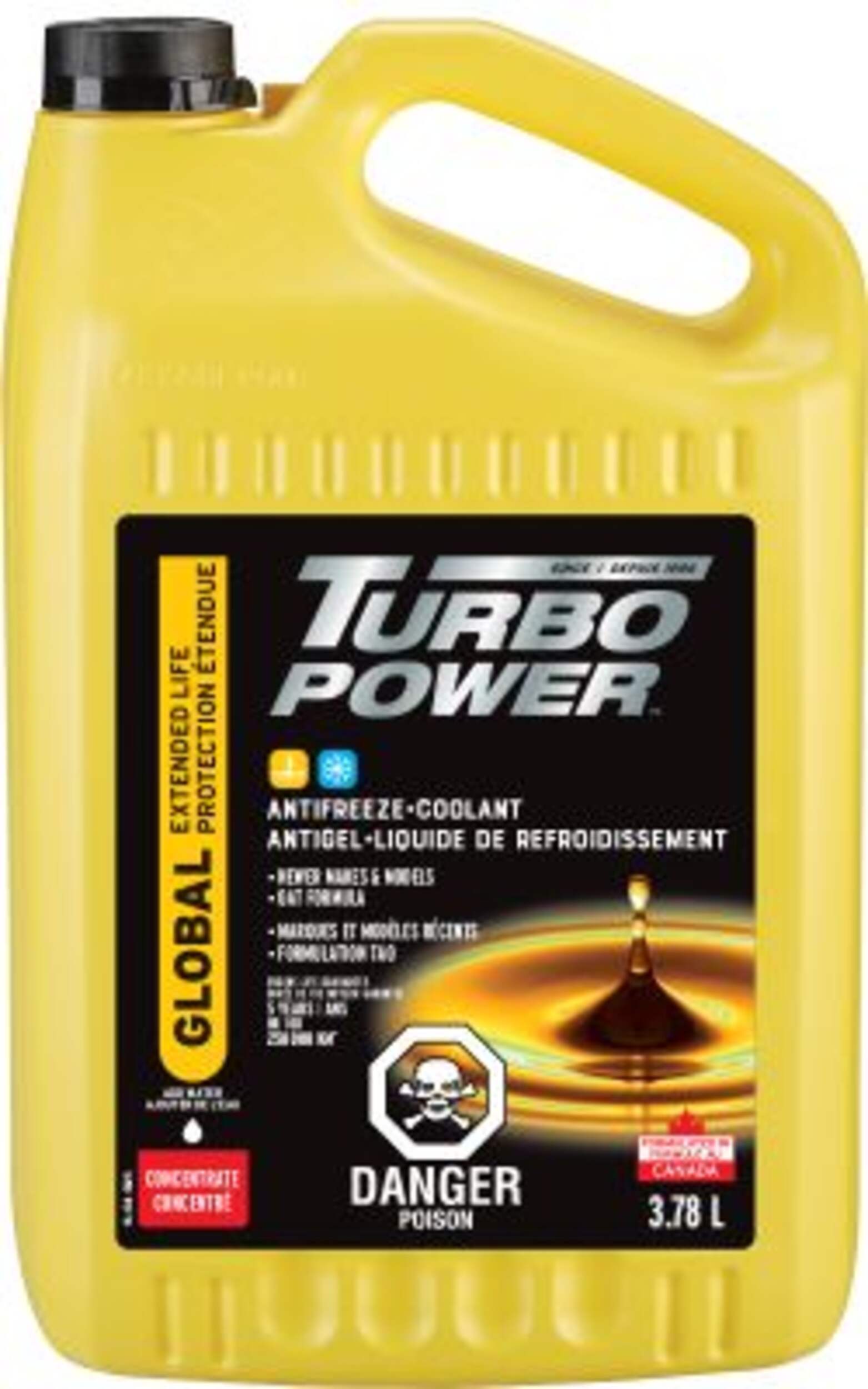 Liquide de refroidissement et antigel concentré à durée prolongée Turbo Power Global, 3,78&nbsp;L Front_Flat