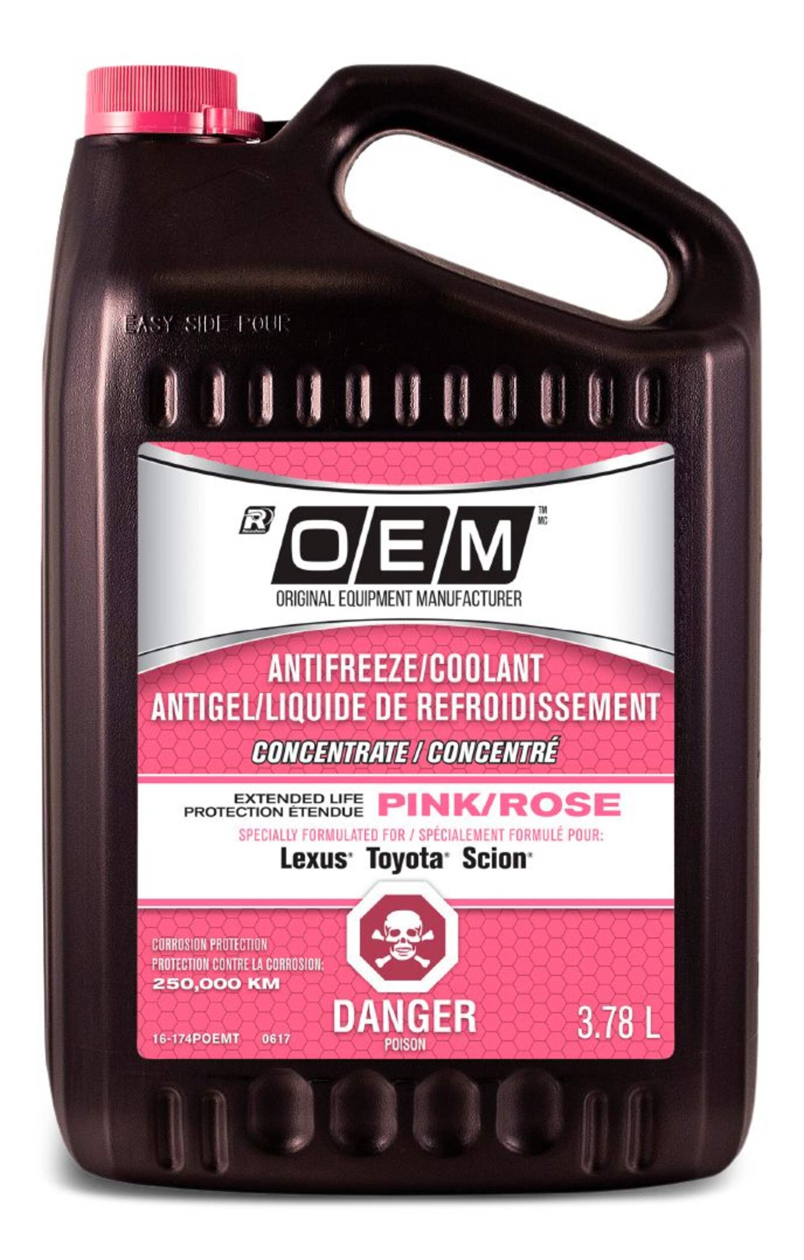 OEM Concentrated Anti-Freeze/Coolant, Toyota/Lexus/Scion, Pink/Rose 3.78-L Front_Flat