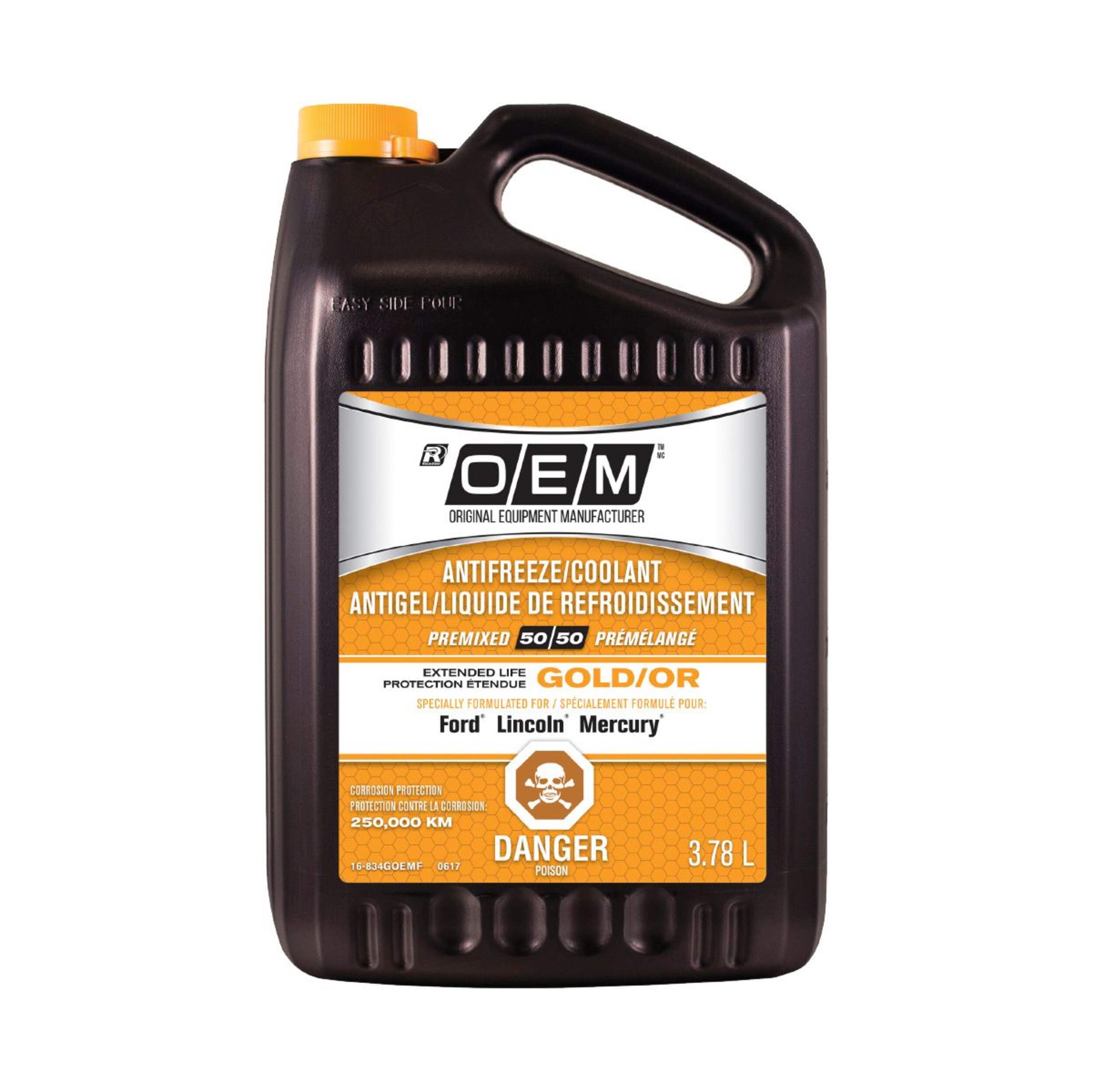 OEM 50/50 Premixed Anti-Freeze/Coolant, Ford/Lincoln/Mercury, Gold, 3.78-L Front_Flat