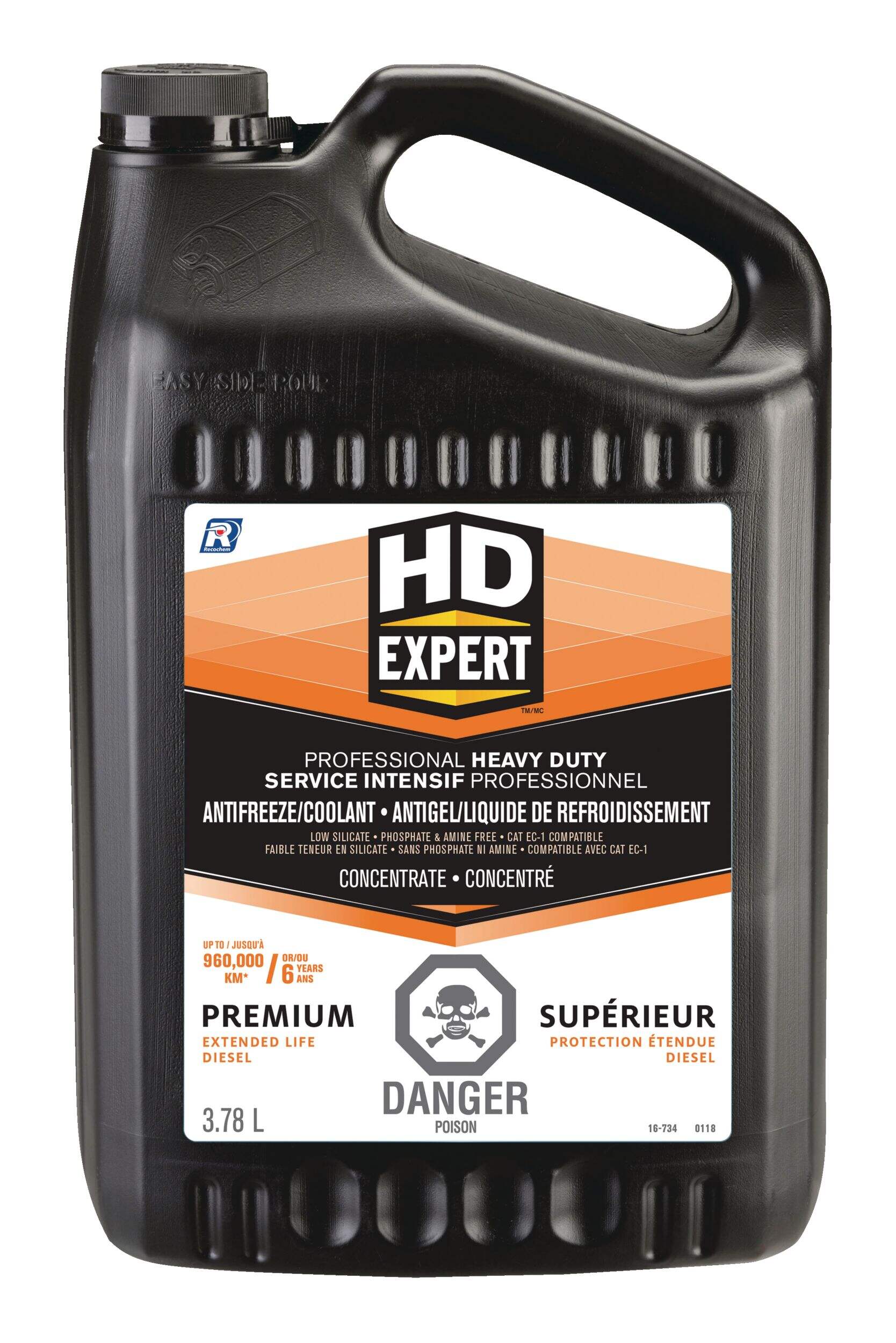 Liquide de refroidissement concentré Recochem HD Expert Premium, pour diesel de service intense, 3,78 L Front_Elevated