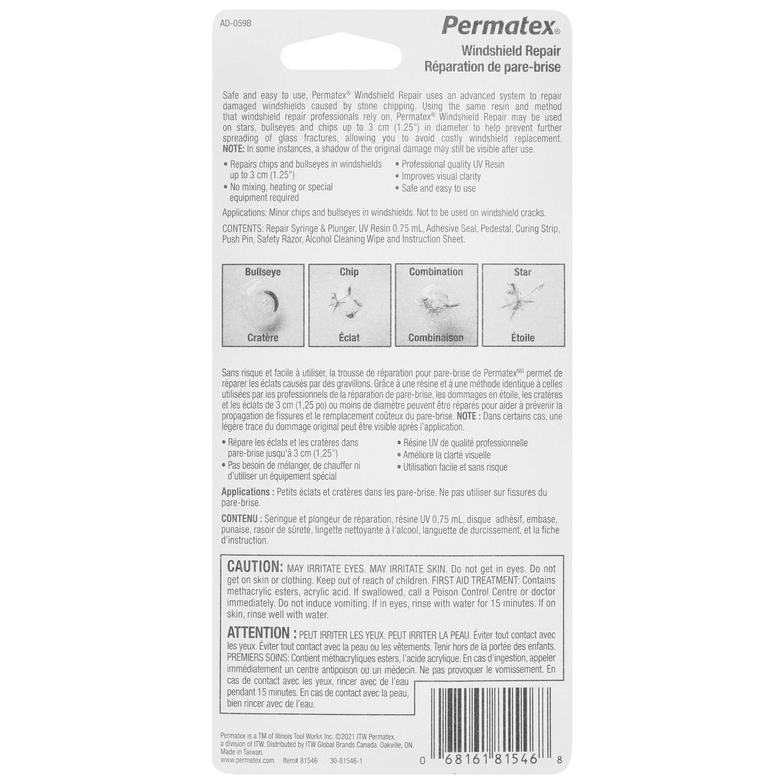 Permatex® Bullseye Windshield Repair Kit, 0.75-mL | Canadian Tire