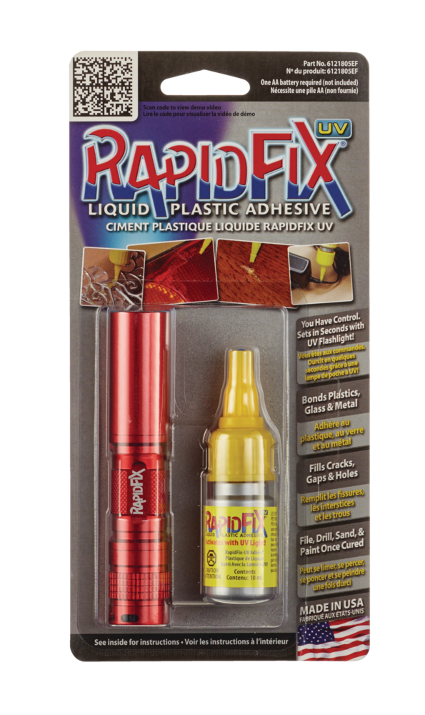 Rapid Fix UV Liquid Plastic Adhesive, 10-mL Front_Flat