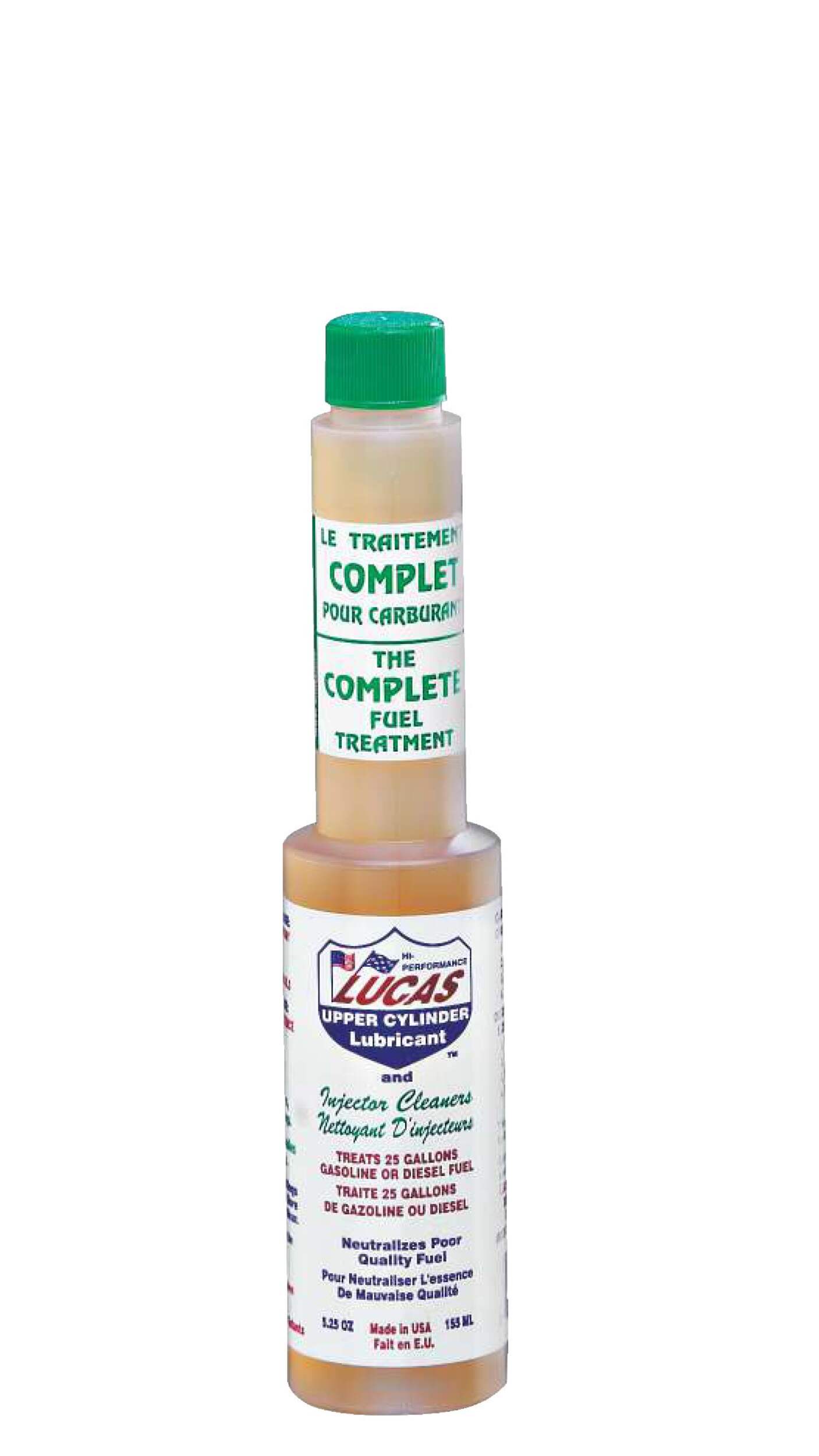 Lucas Oil Fuel Treatment with Upper Cylinder Lubricant & Injector Cleaner, 155-mL Front_Elevated