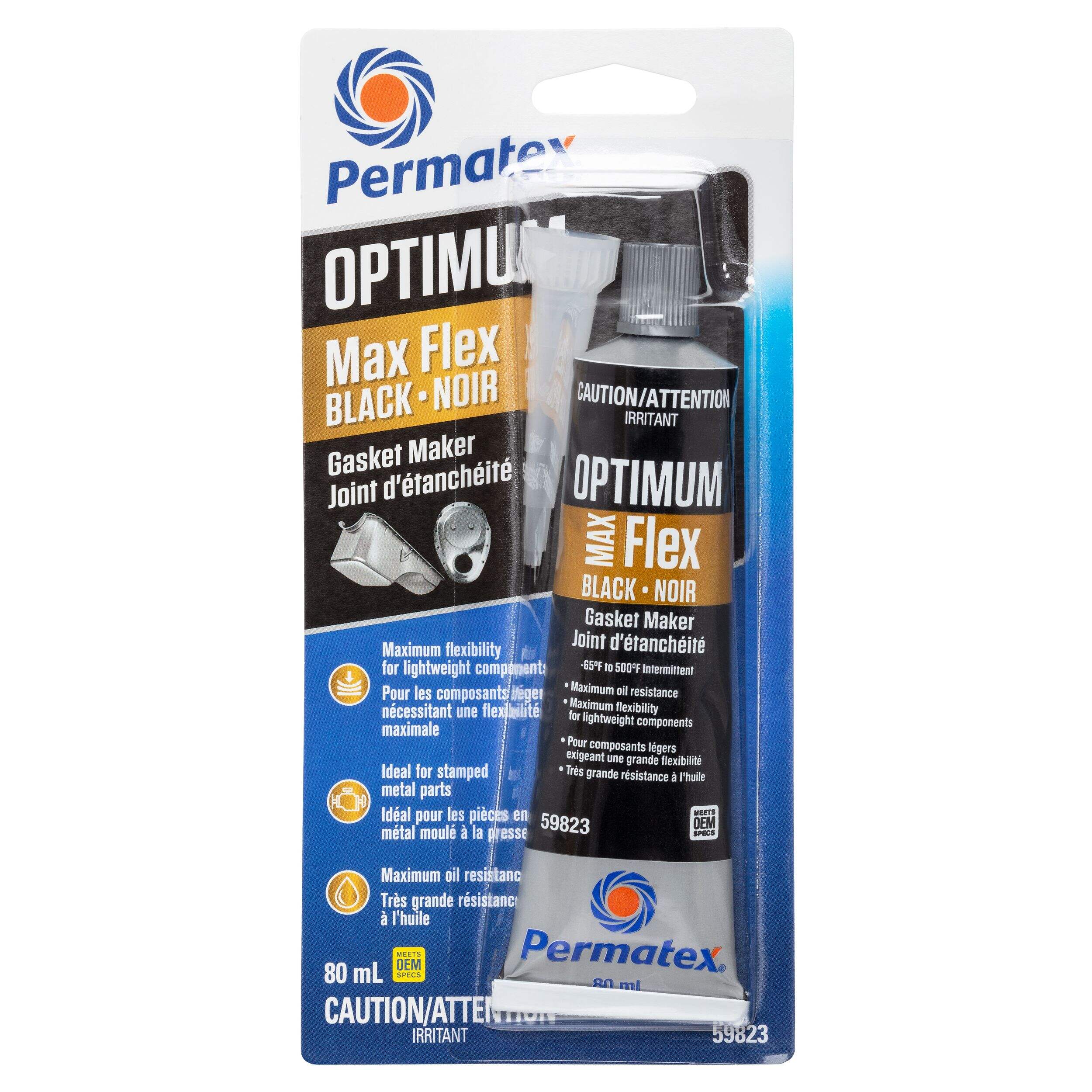 Permatex® Optimum Black Oil Resistant RTV Silicone Gasket Maker, 1-pk, 80-mL Front_Flat