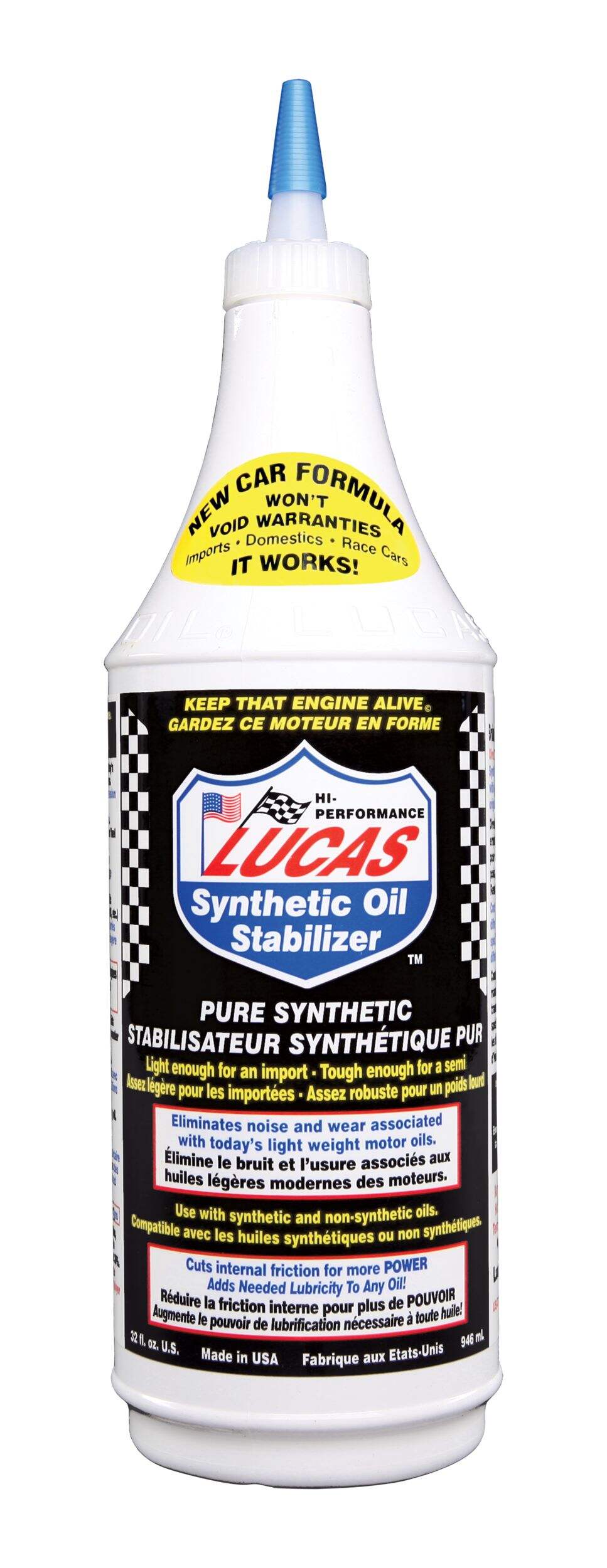Huile de transmission synthétique Lucas Oil&nbsp;80W85, service intense, 946&nbsp;mL Front_Flat