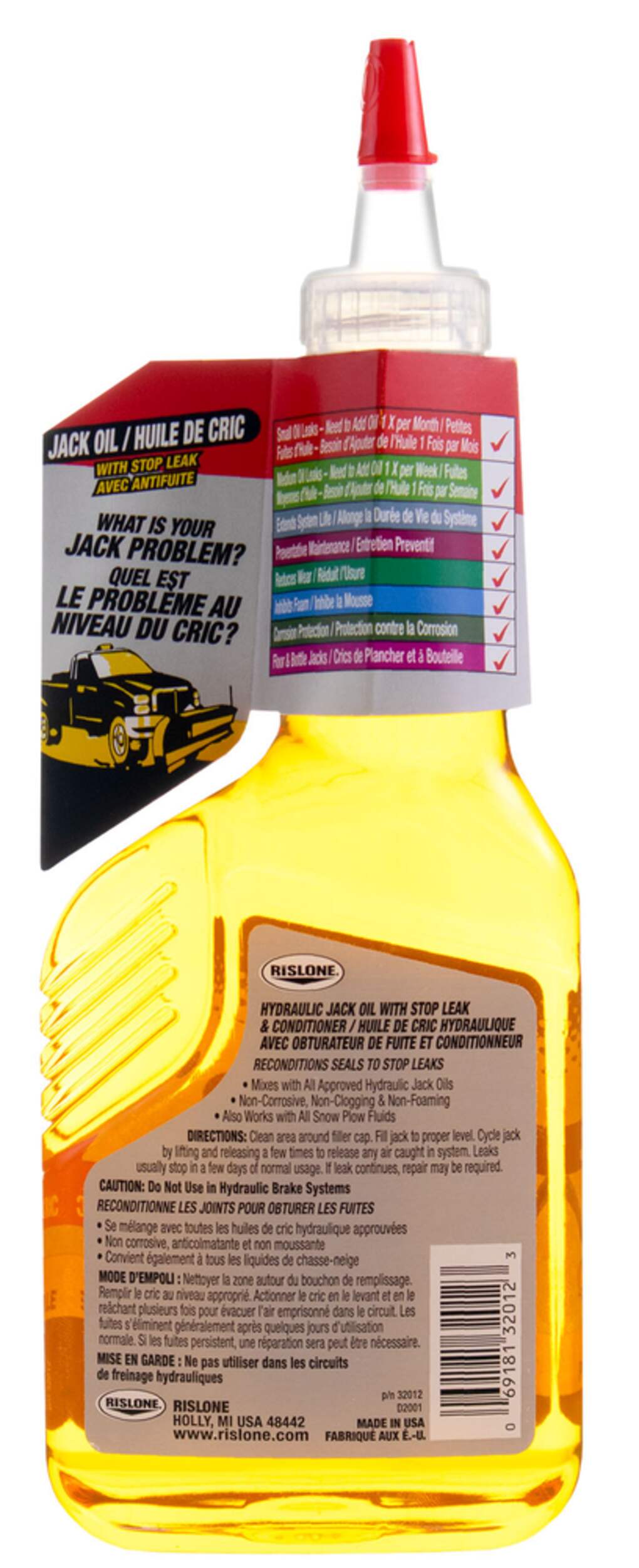 Rislone 32012 Hydraulics Jack Oil with Stop Leak, Amber, 370mL