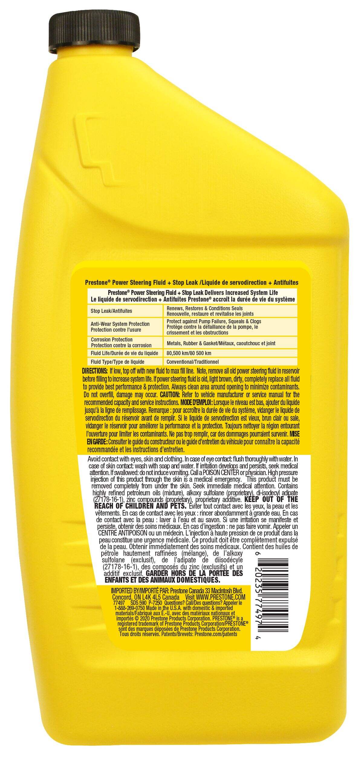 Prestone® Power Steering Fluid + Stop Leak 946mL Canadian Tire