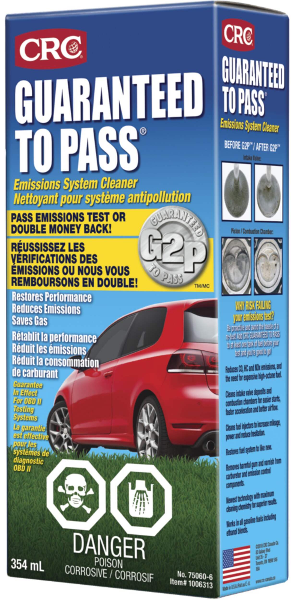 CRC Guaranteed To Pass Emissions System Cleaner, 354-mL Front_Angled_Left