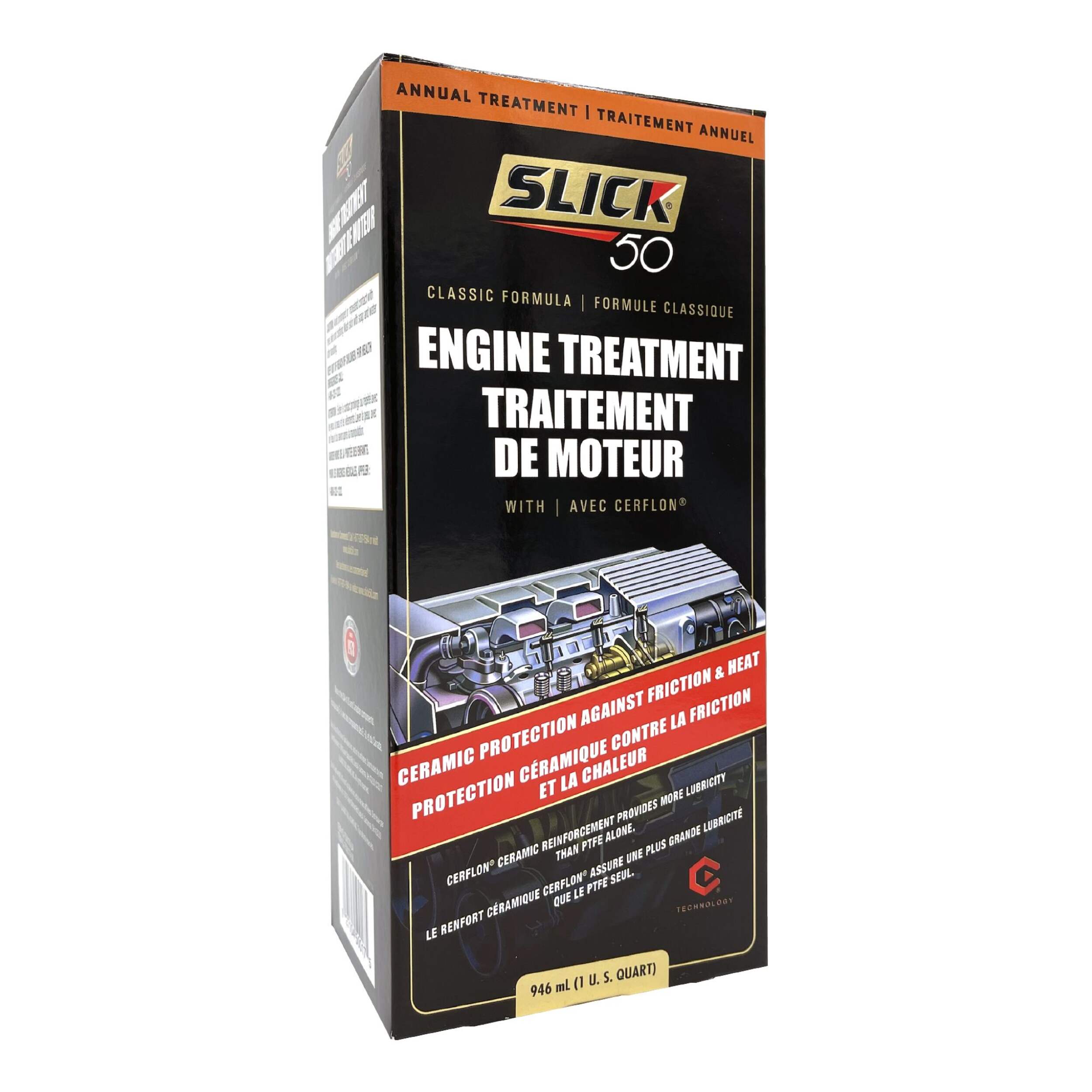 Slick 50 Original Classic Engine Treatment with Ceramic Cerflon PTFE, 32-oz Front_Angled_Right