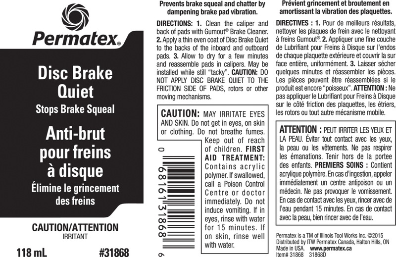 Permatex® 31868 Disc Brake Quiet, 118mL Canadian Tire