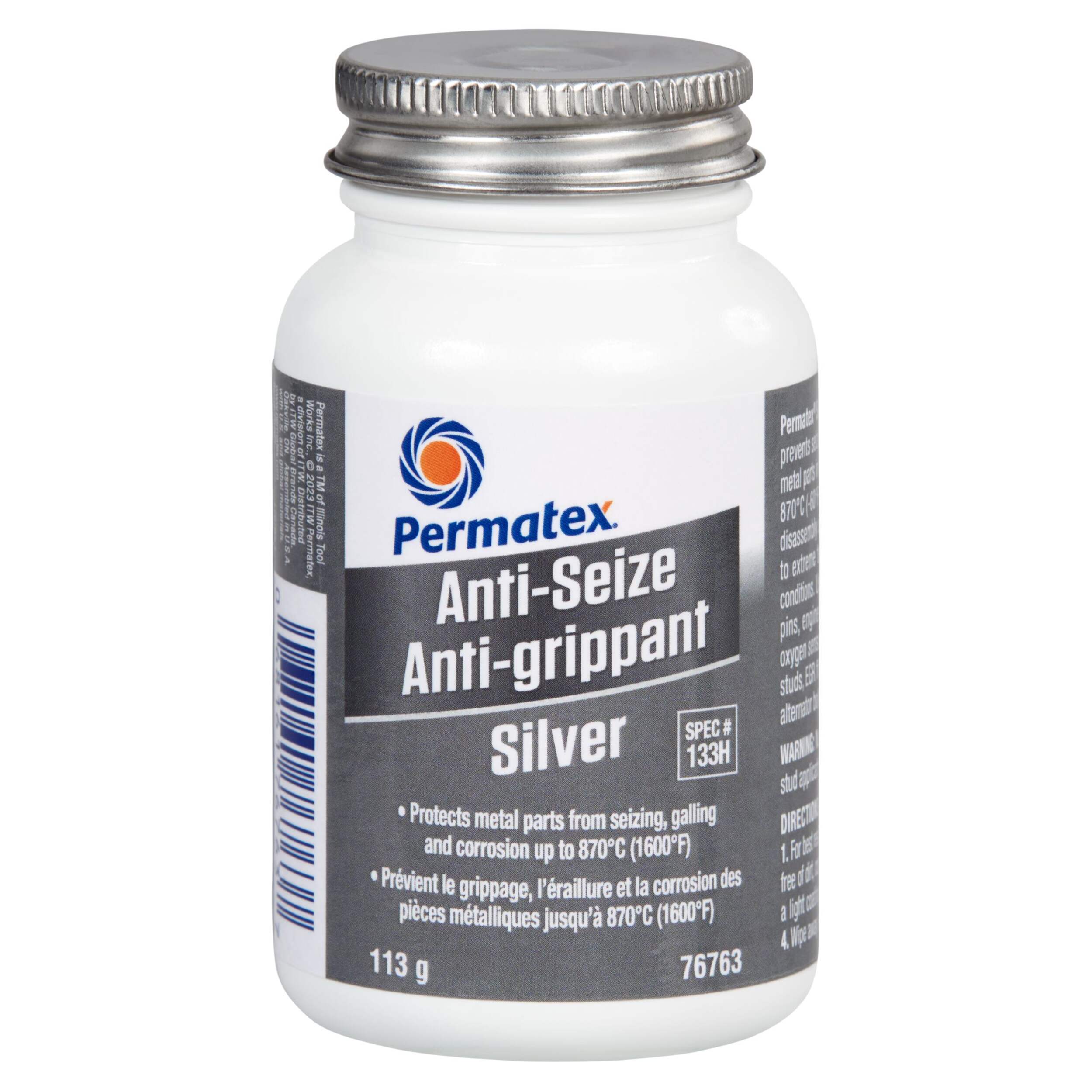 Permatex® Anti-Seize Lubricant Compound 133H, Silver Grade, 113-g Front_Elevated