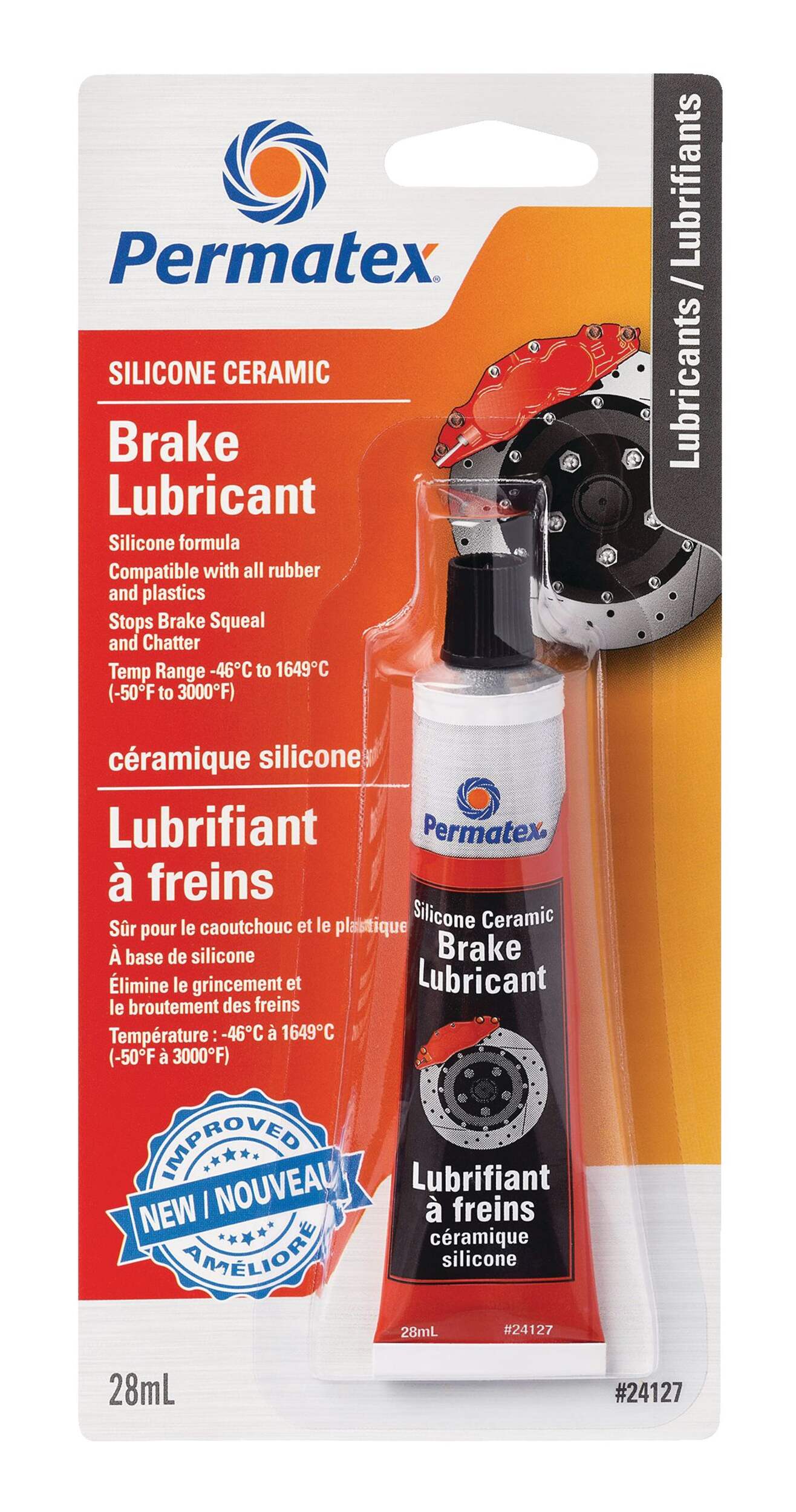 Permatex® 24127 Silicone Ceramic Brake Lubricant, Orange, 28-mL Front_Flat
