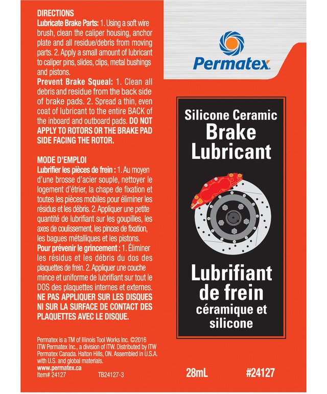 Permatex® 24127 Silicone Ceramic Brake Lubricant, Orange, 28g