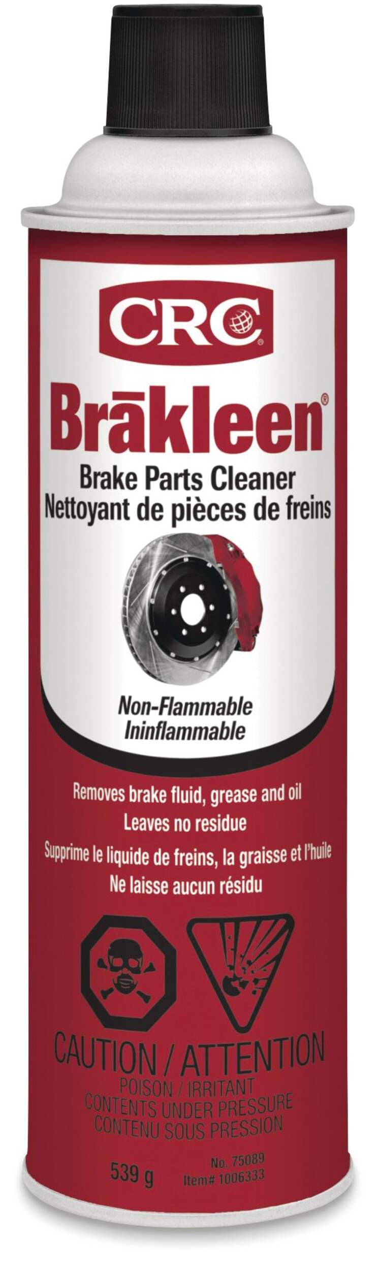 Nettoyant de pièces de frein ininflammable CRC Brakleen non chloré, 397 g Front_Flat