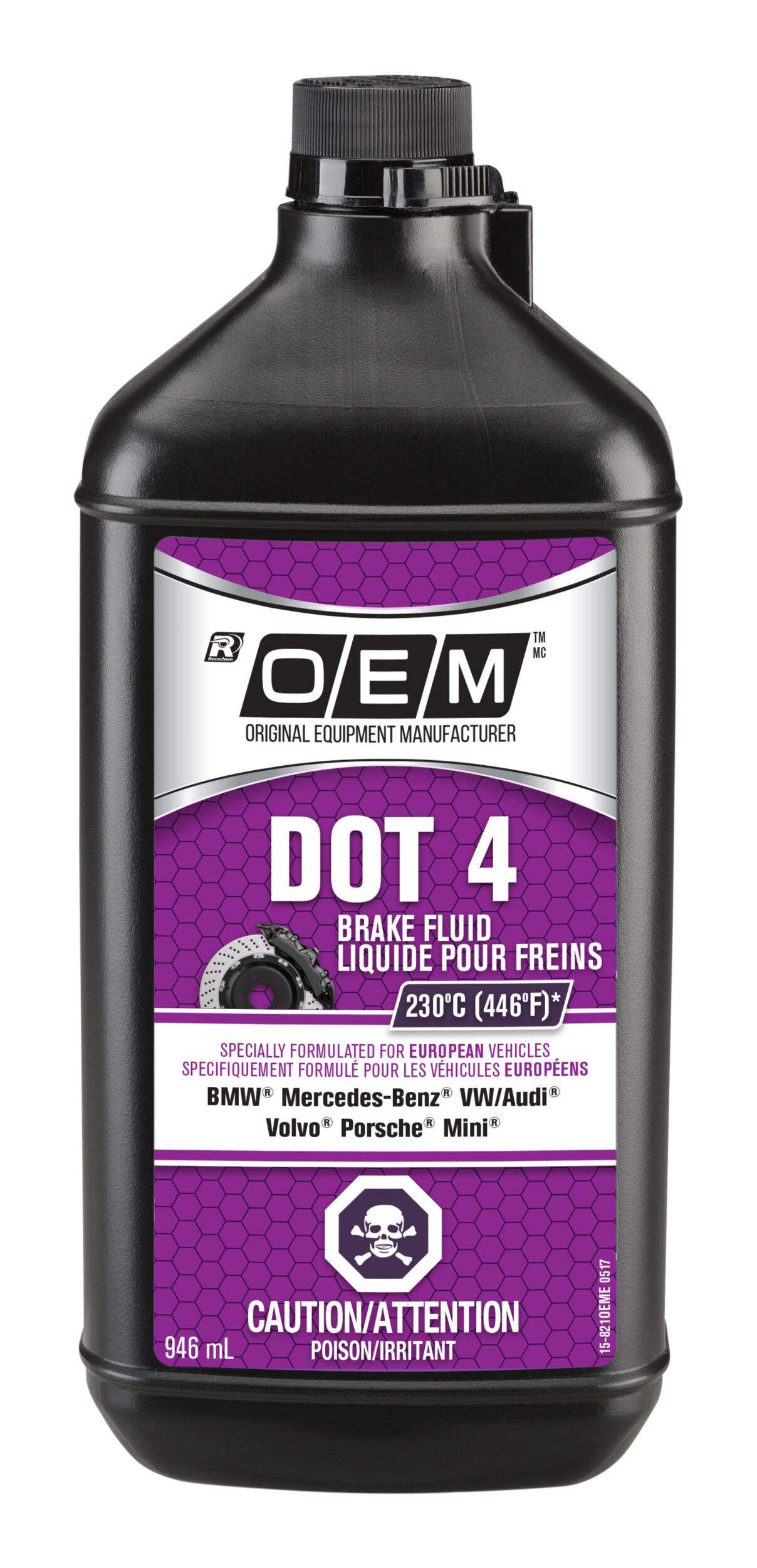 OEM DOT 4 Brake Fluid, European, 946-mL Front_Flat