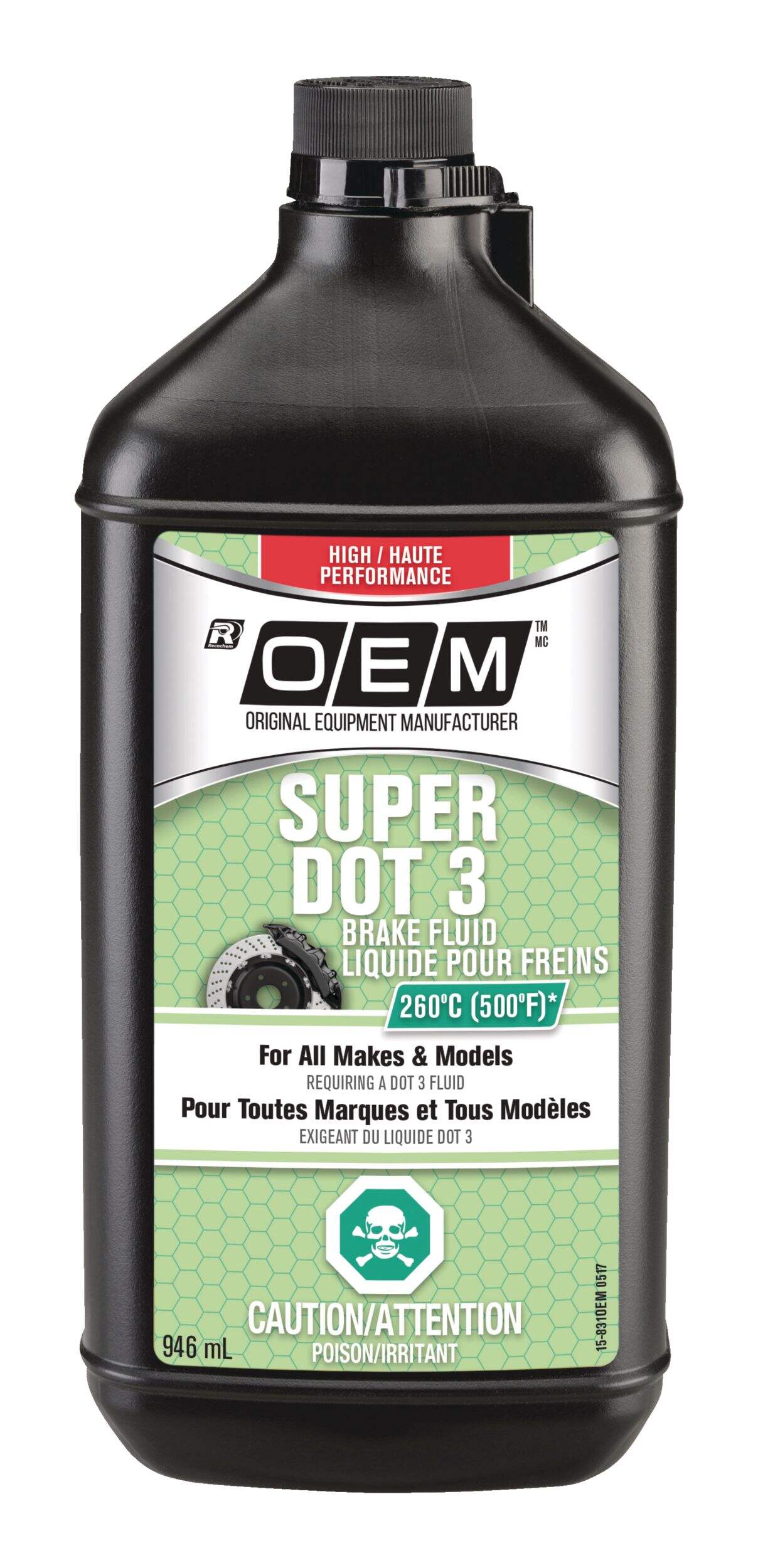 Liquide de freins du fabricant d’origine DOT DOT 3 SUPER, toutes les marques et tous les modèles, 946 mL Front_Flat