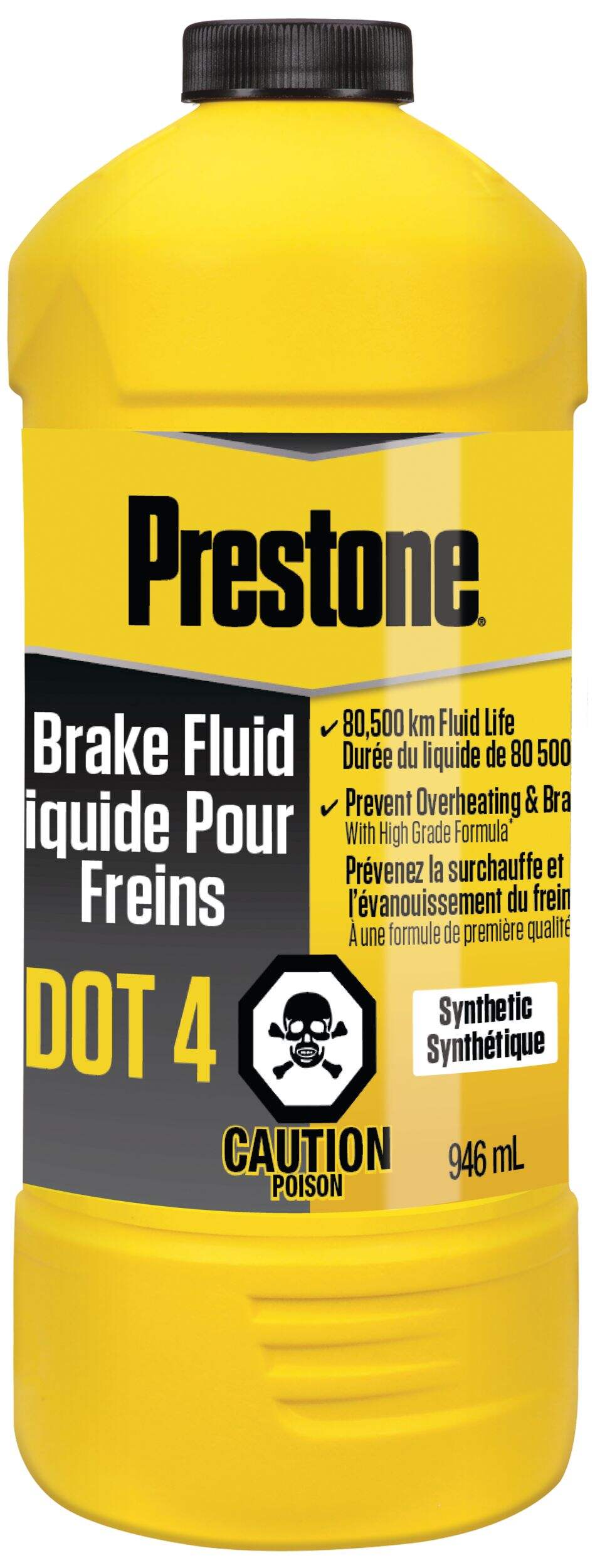 Prestone® DOT 4 Brake Fluid - Synthetic, High Grade, 80,500km - 946mL Front_Flat