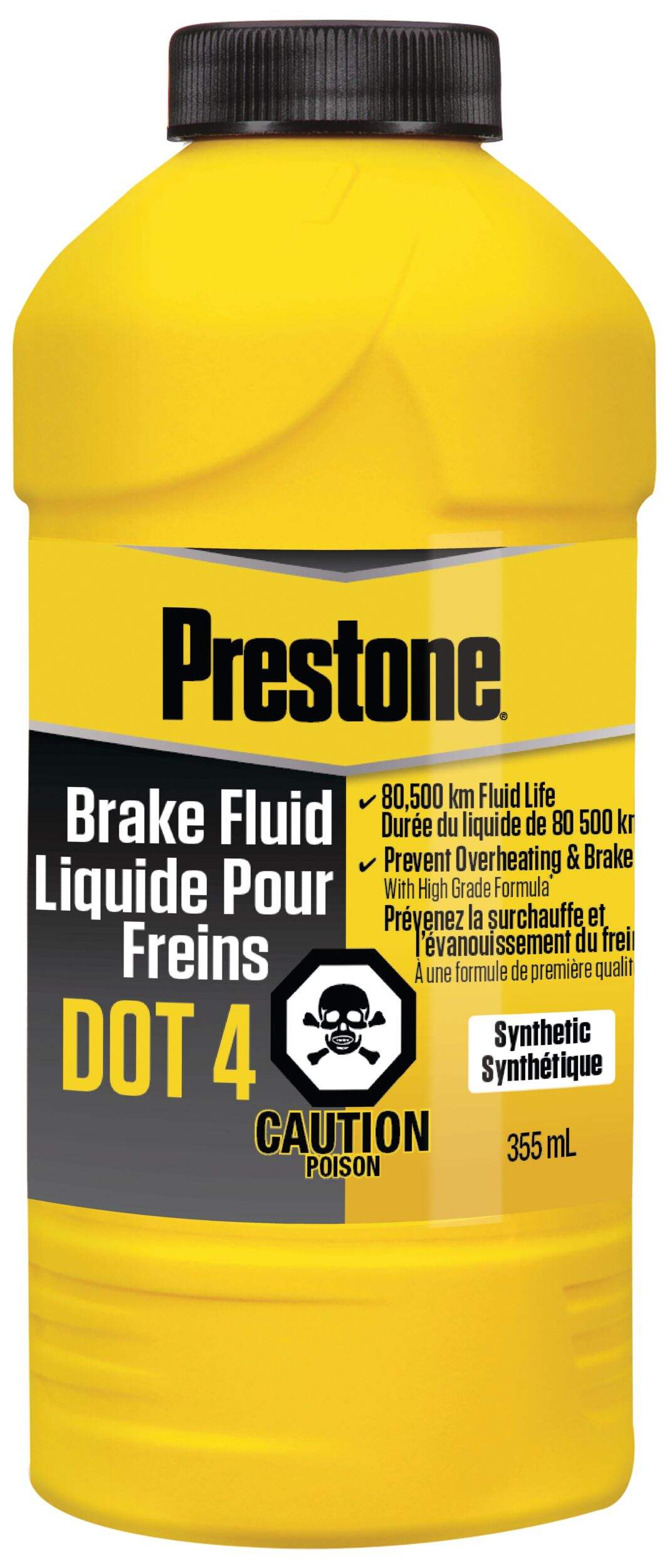 Prestone® DOT 4 Brake Fluid - Synthetic, High Grade, 80,500km - 355mL Front_Flat