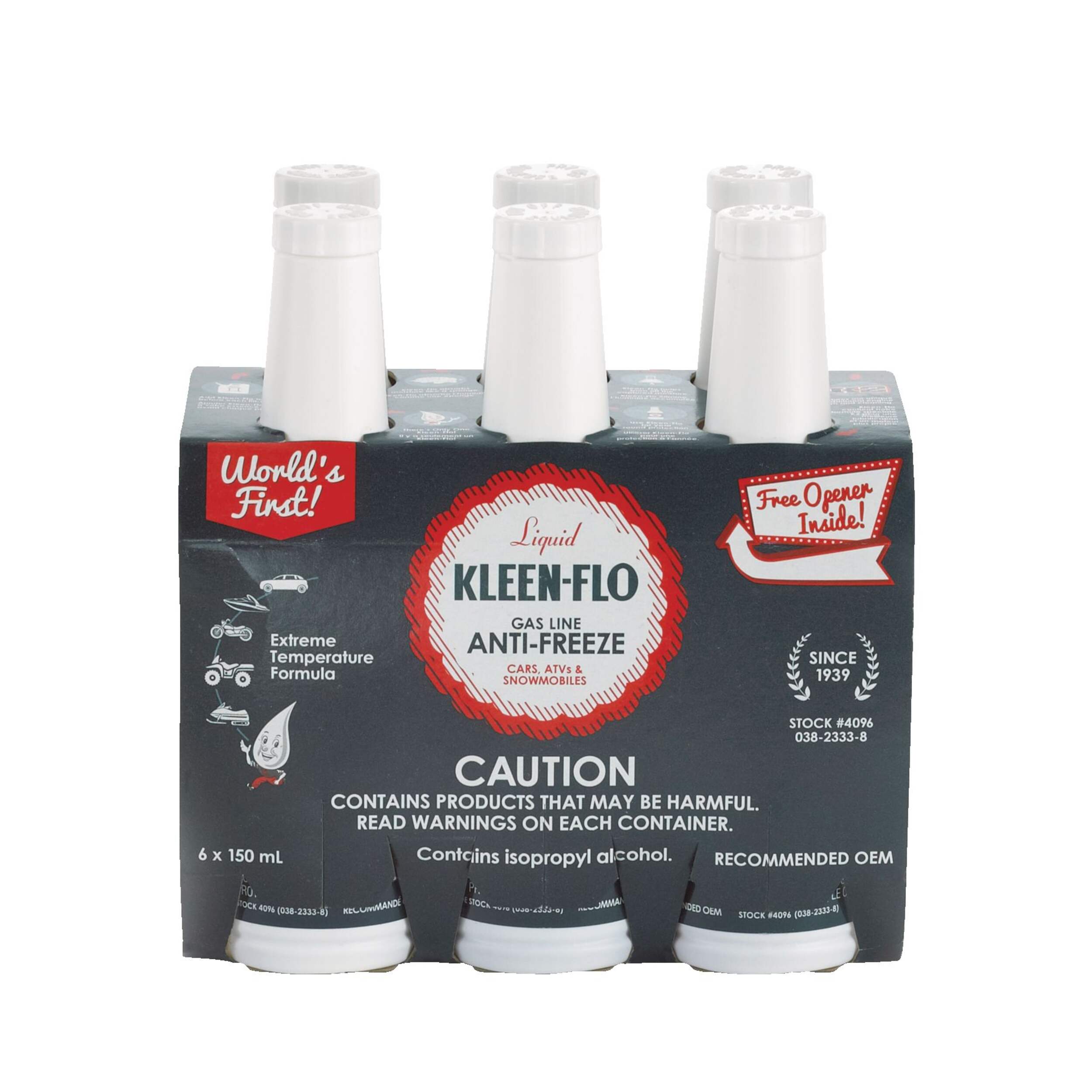 Kleen-Flo Premium Gas Line Anti-Freeze, 6-pk, 150-mL Front_Flat