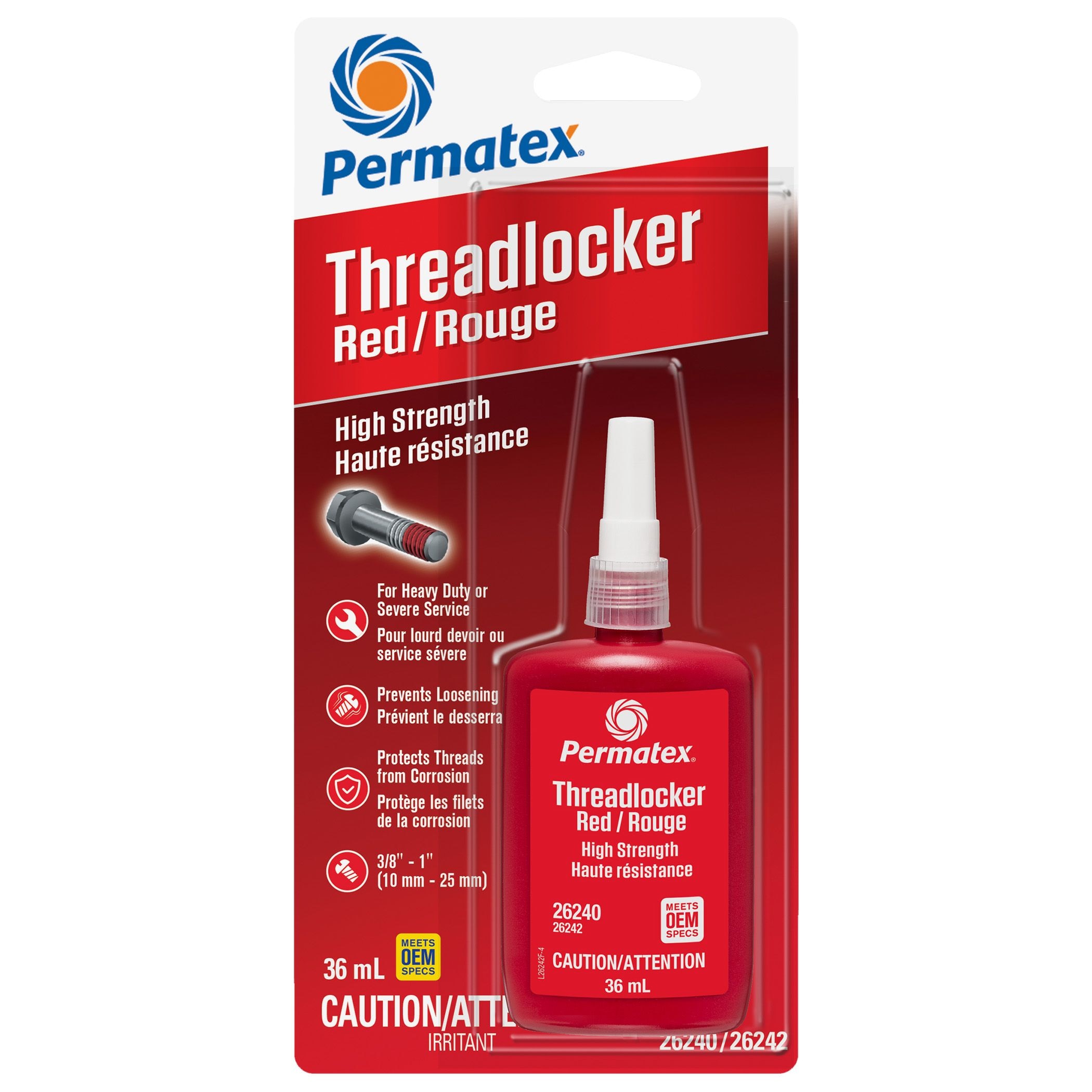 Permatex® 26242 HighStrength 262 Threadlocker, Red, 36mL Canadian Tire