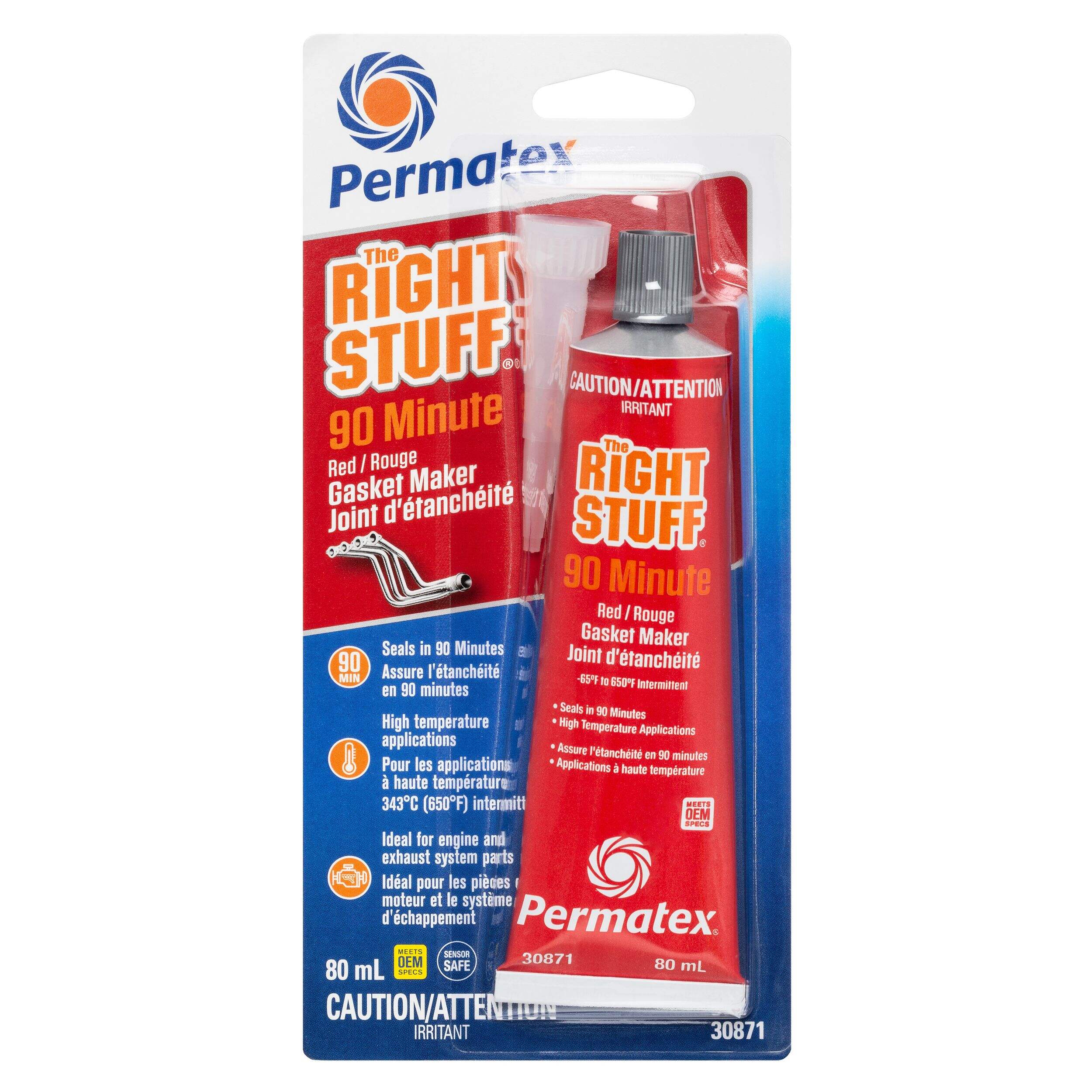 Permatex® 30871 Right Stuff 90 Minute Gasket Maker, Red, 80-mL Front_Flat