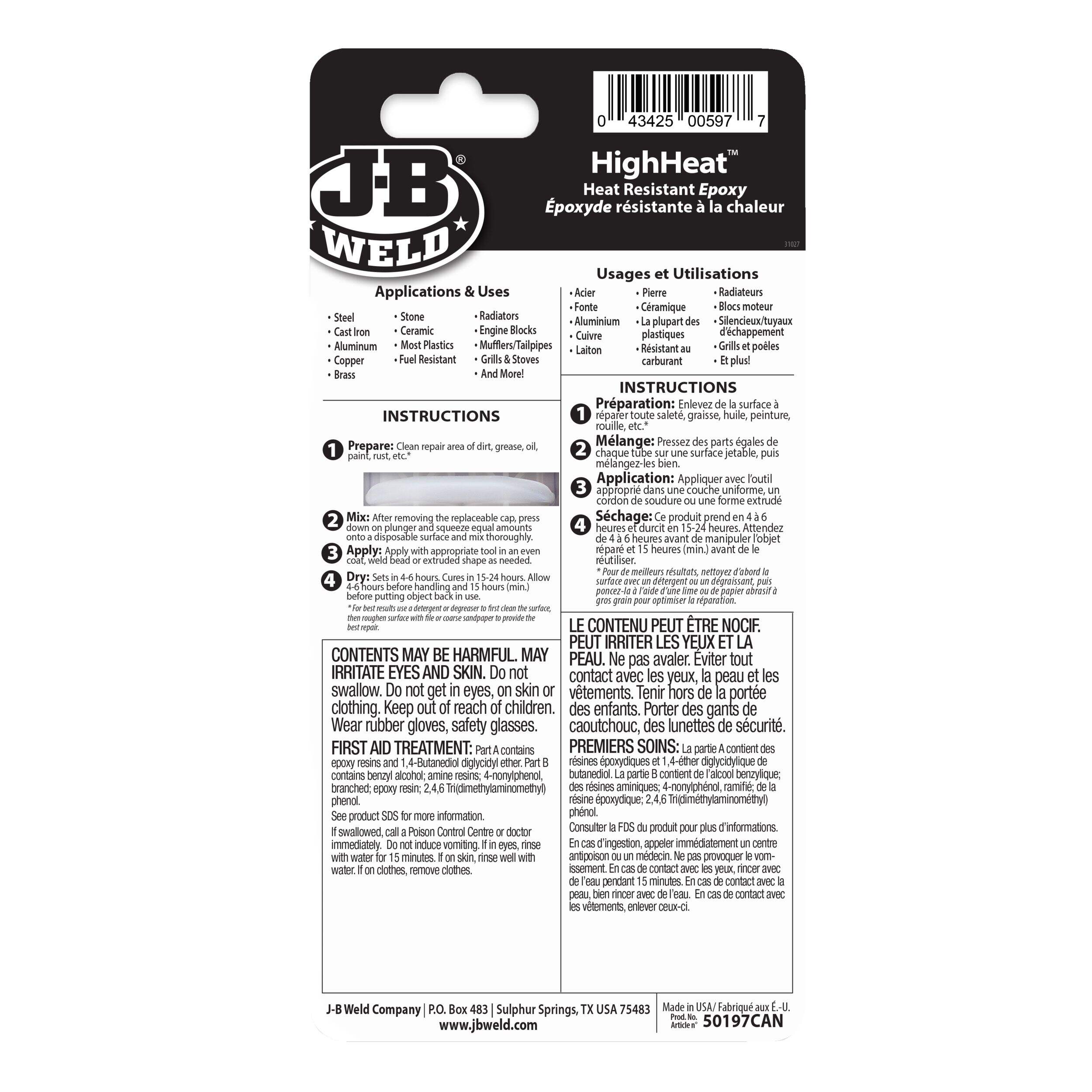 JB Weld High Heat Syringe, 25mL Canadian Tire