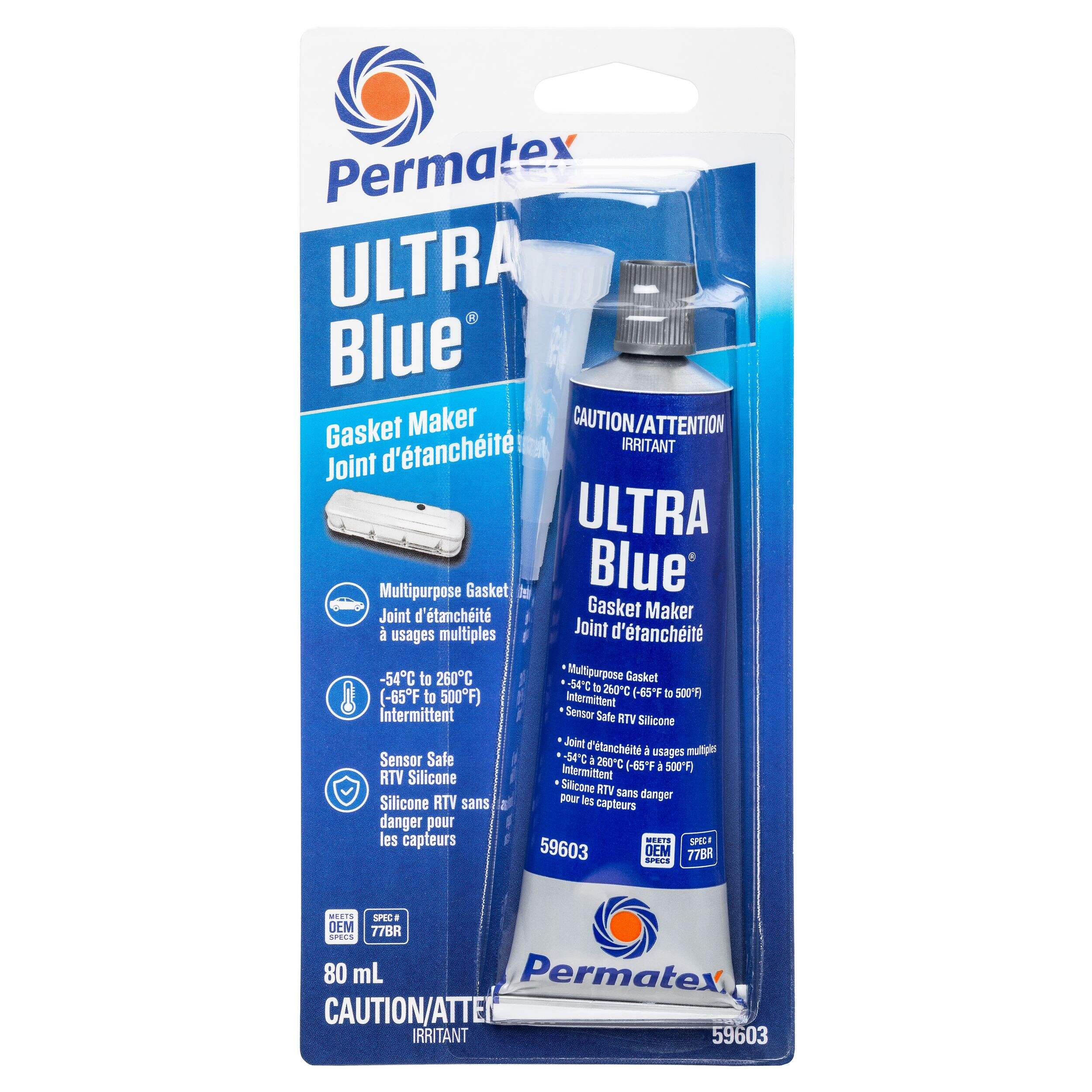 Permatex® 59603 Ultra Blue Multi-Purpose RTV Gasket Maker 77BR, 80-mL Front_Flat