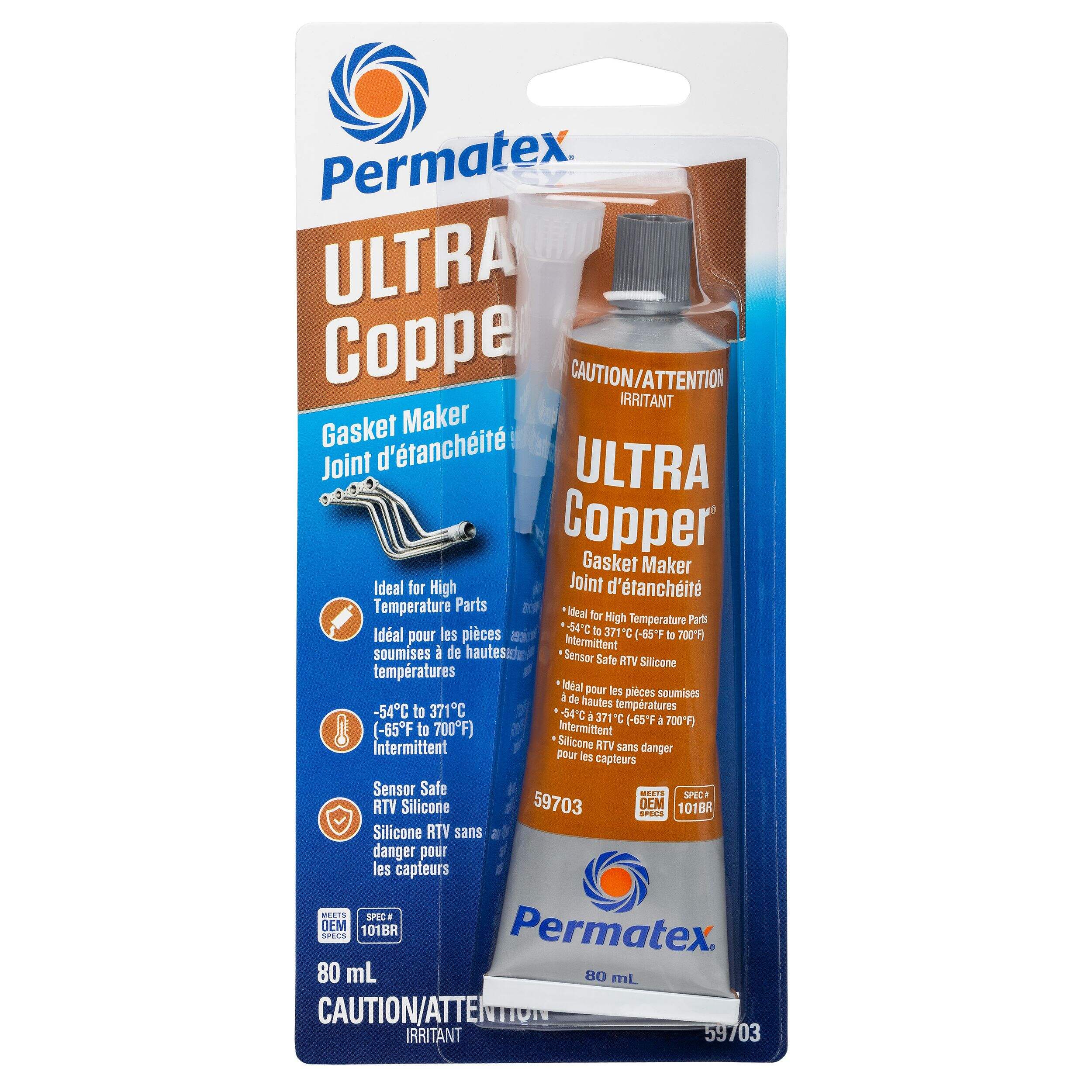 Permatex® 59703 Ultra Copper High Temperature Gasket Maker 101BR, 80-mL Front_Flat