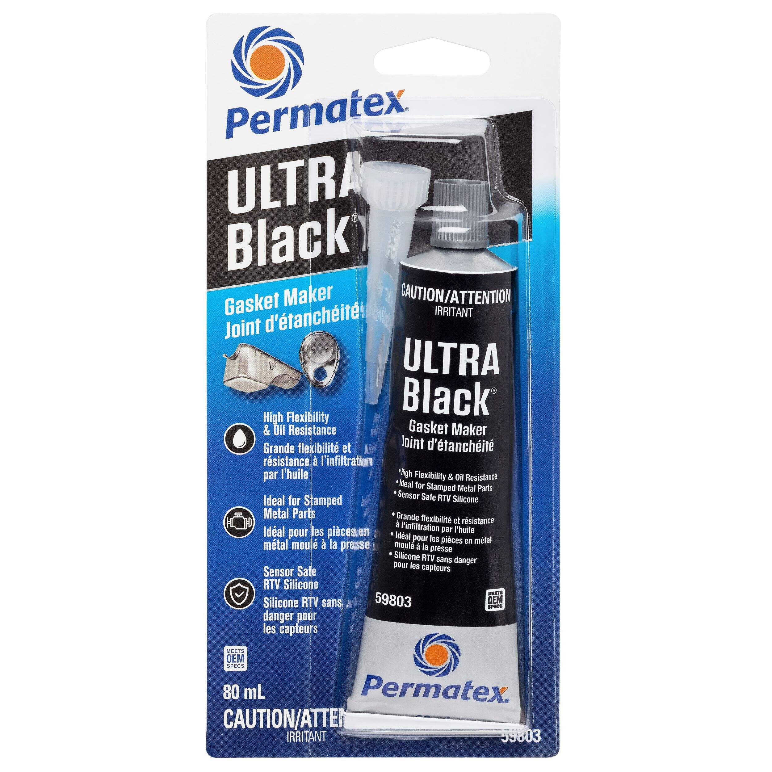 Permatex® 59803 Ultra Black Gasket Maker 598BR, 80-mL Front_Flat