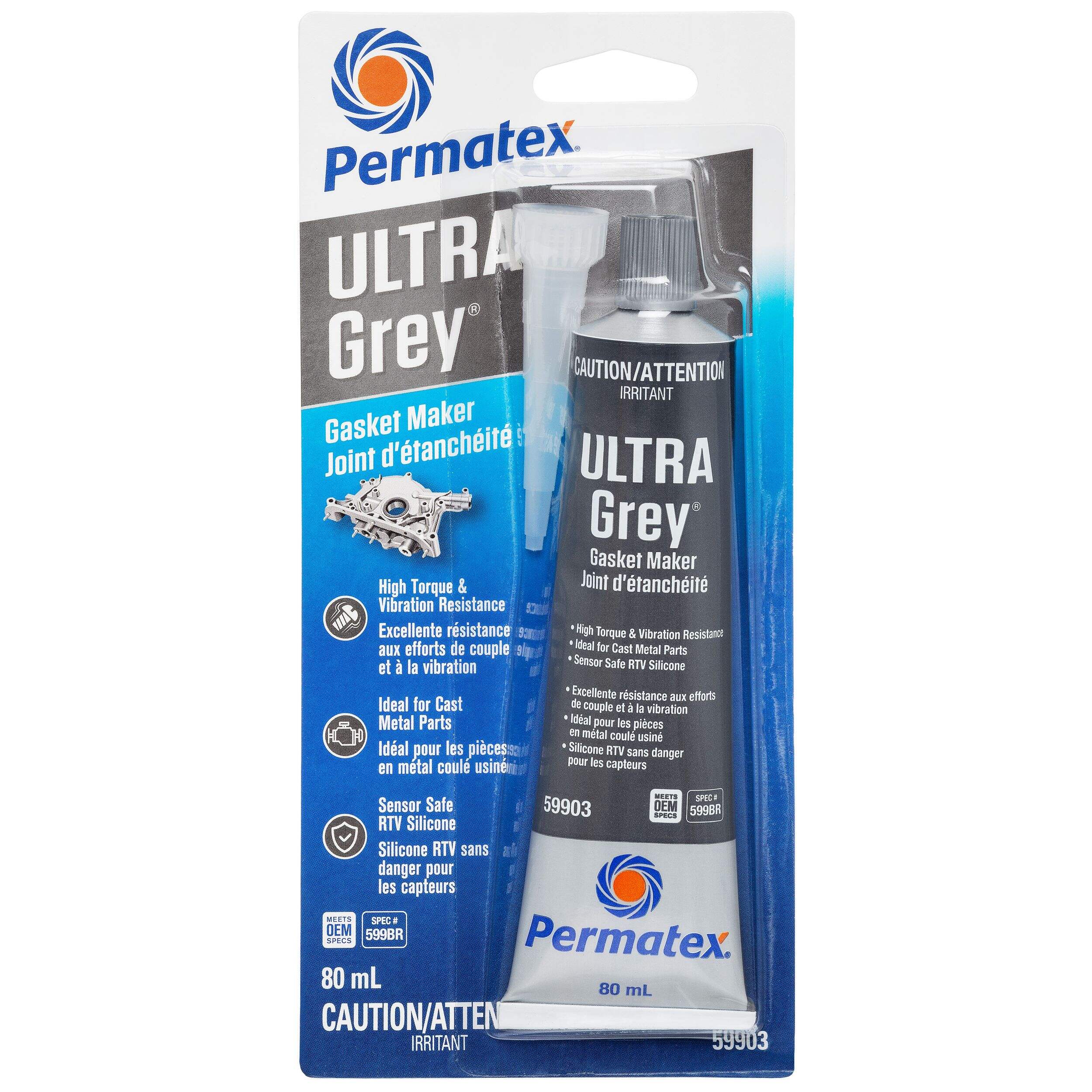 Permatex® 59903 Ultra Grey Gasket Maker 599BR, 80-mL Front_Flat