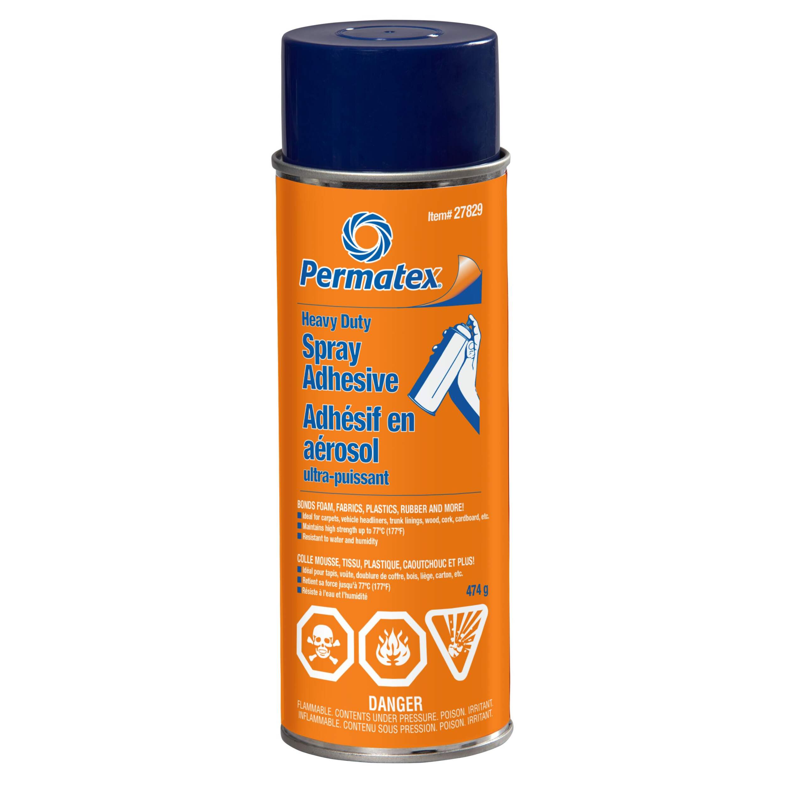 Permatex® Heavy Duty Spray Adhesive 27829, Orange, 474-g Front_Elevated