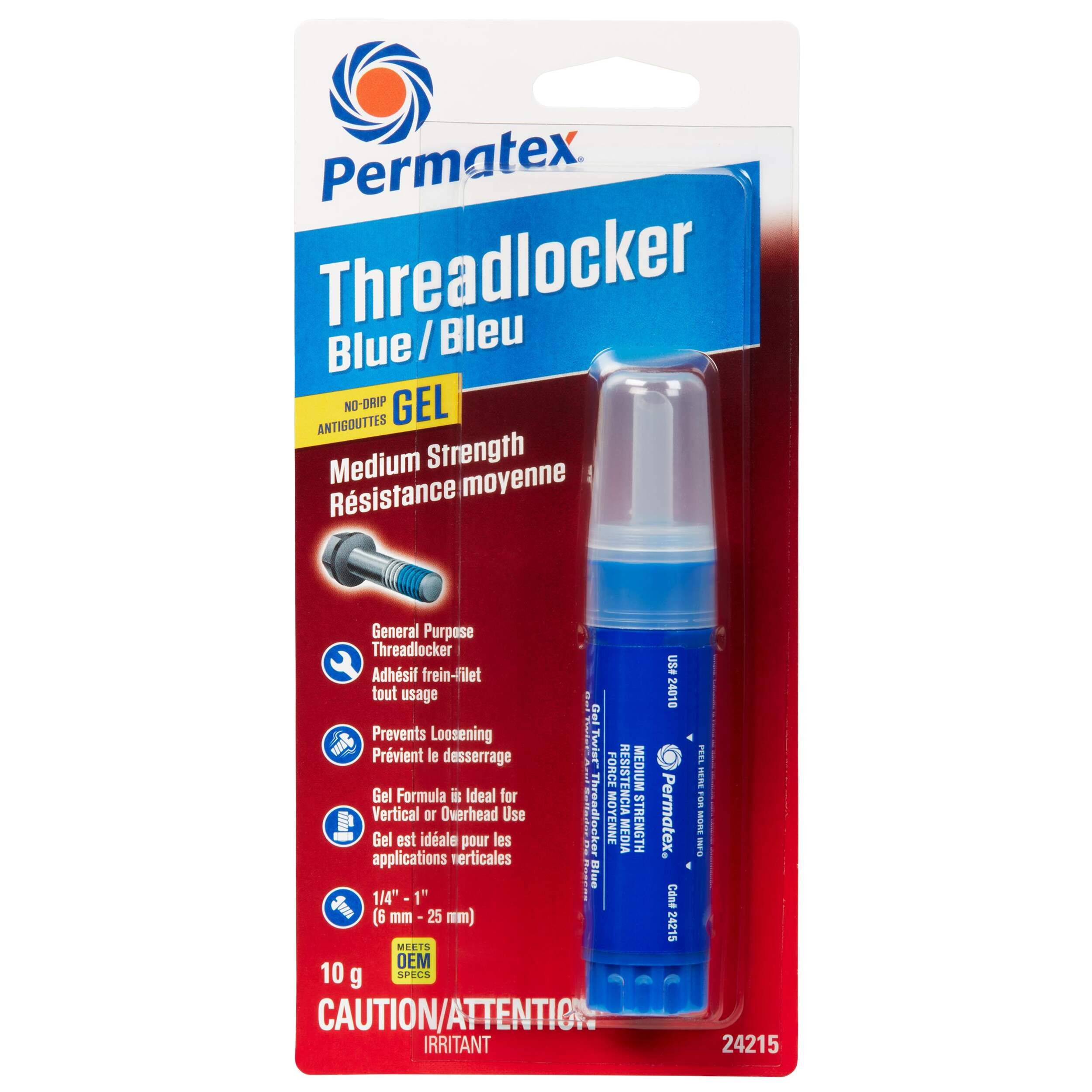 Permatex® Medium-Strength 242 Threadlocker, Blue GEL, 10-g Front_Flat