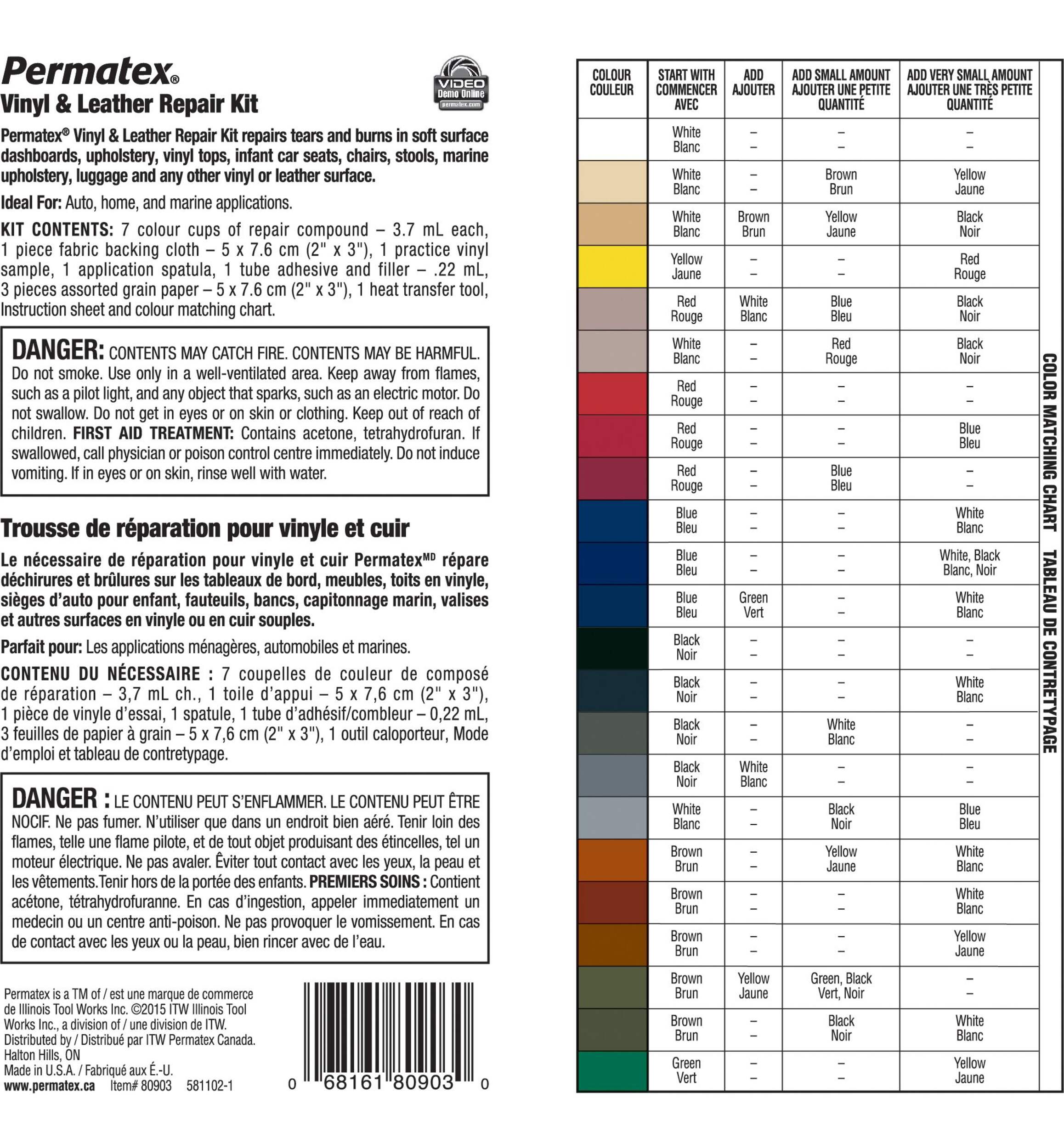 Permatex Vinyl And Leather Repair Kit