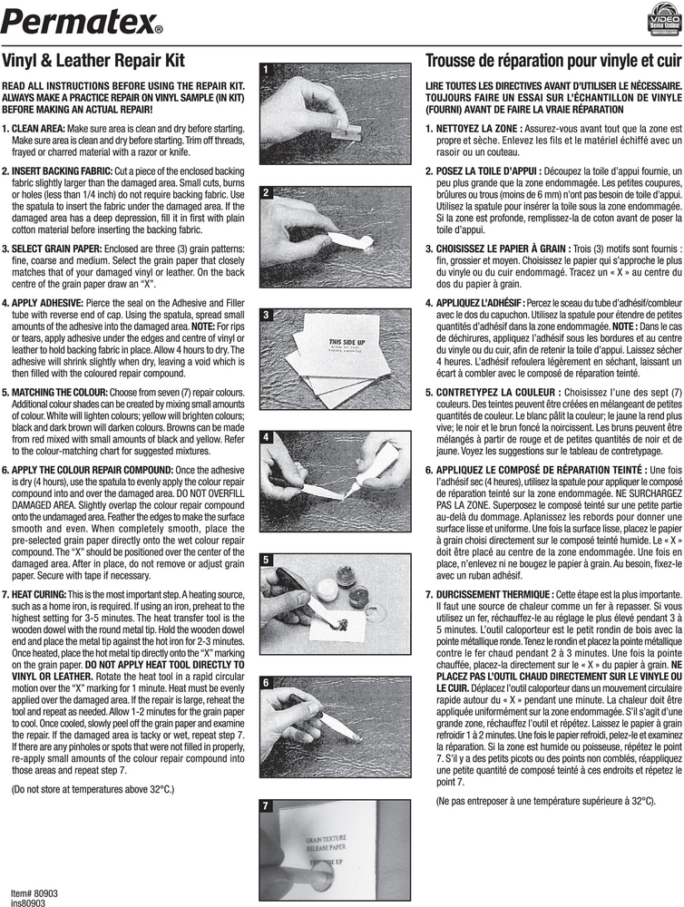 Permatex® 80903 Vinyl & Leather Repair Kit Canadian Tire