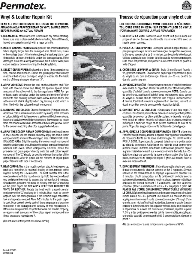 Permatex® 80903 Vinyl & Leather Repair Kit Canadian Tire