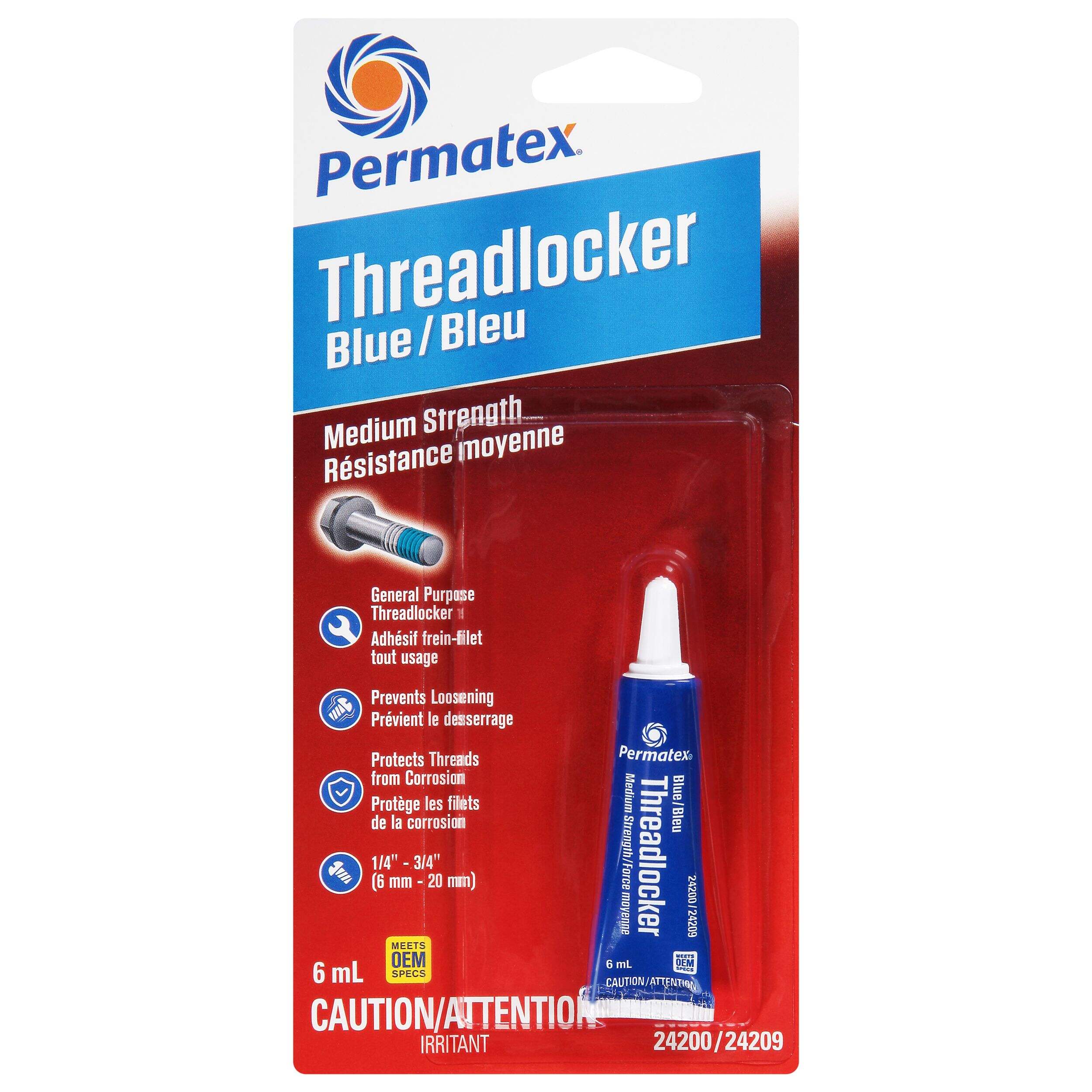 Permatex® 24209 Medium-Strength 242 Threadlocker, Blue, 6-mL Front_Flat