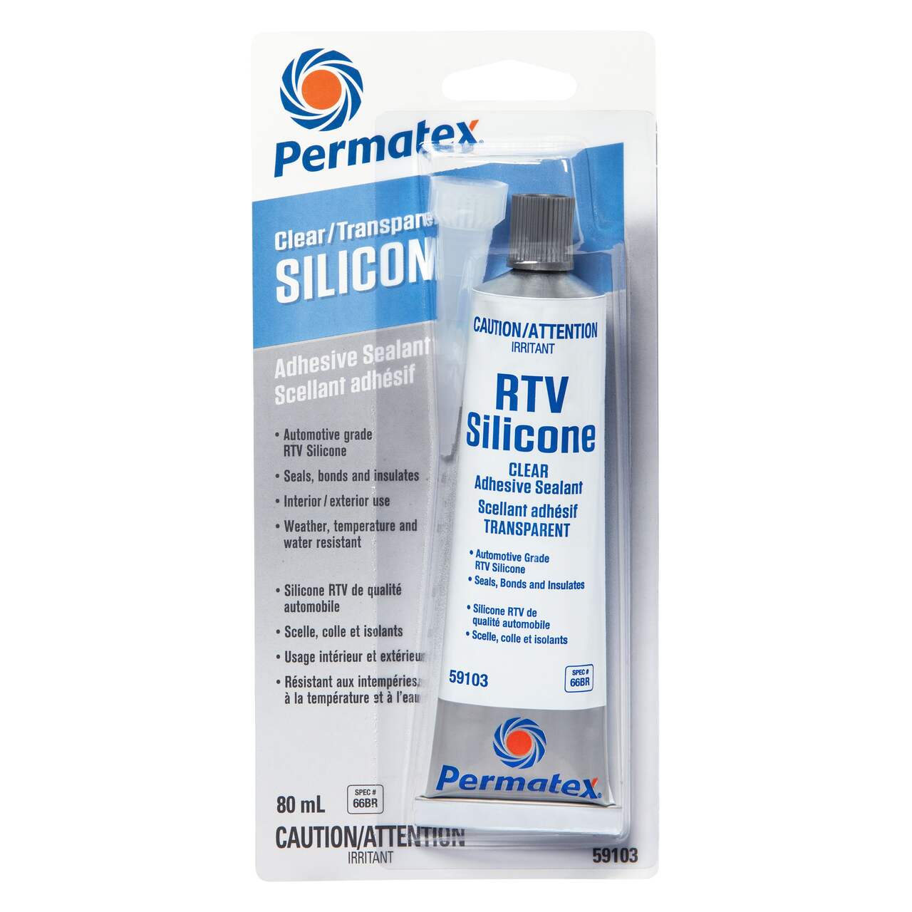 Permatex® RTV Silicone Adhesive/Sealant, Clear, 300-mL