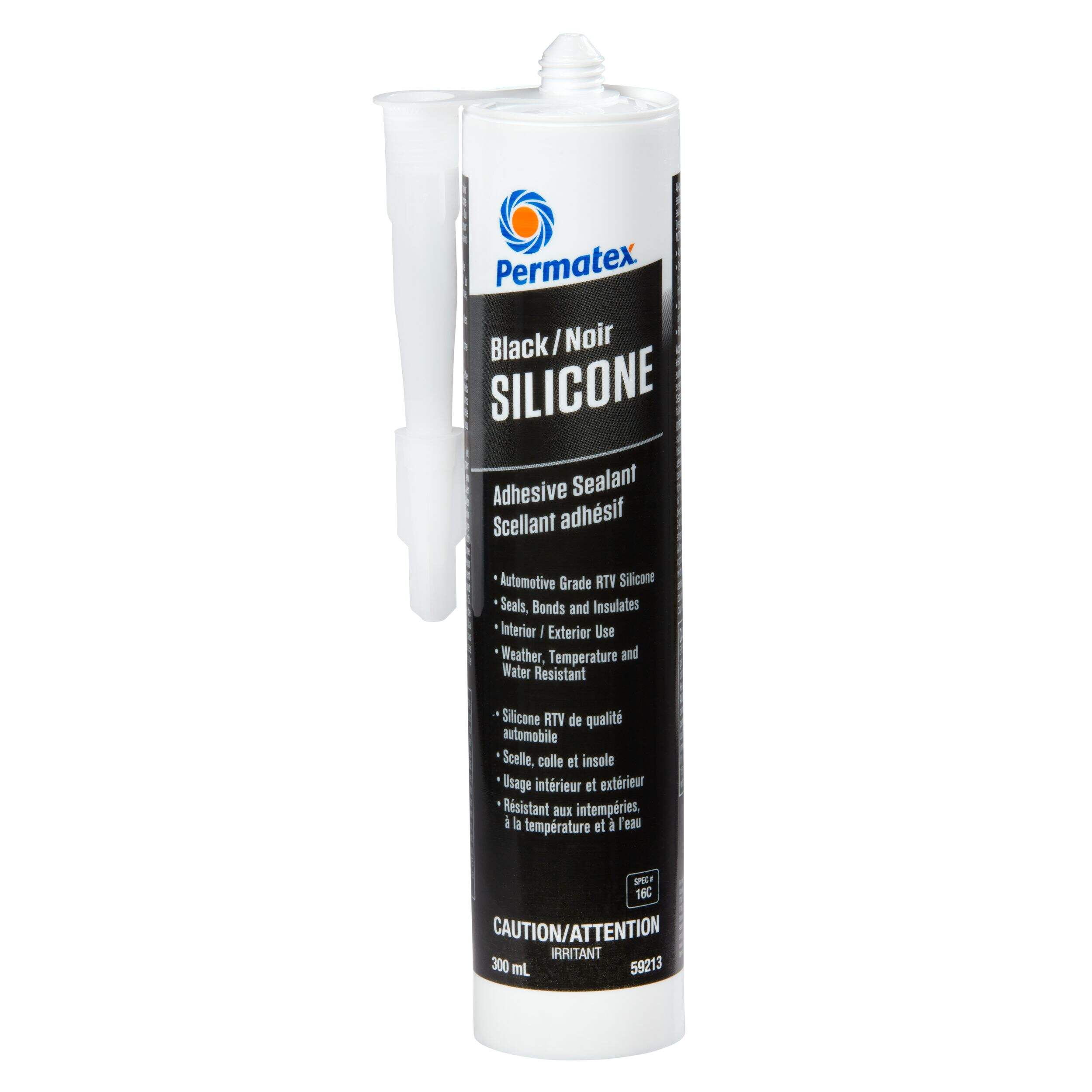 Permatex® Black RTV Silicone Adhesive Sealant 16C, 300-mL Front_Flat