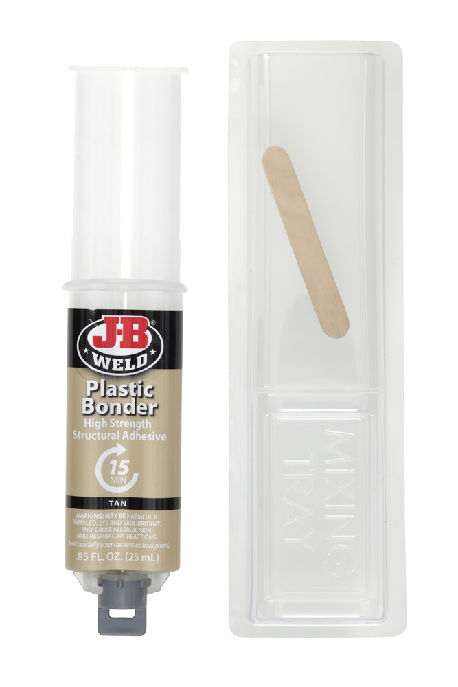 JB Weld Plastic Bonder High Strength Epoxy Syringe, Tan, 25mL