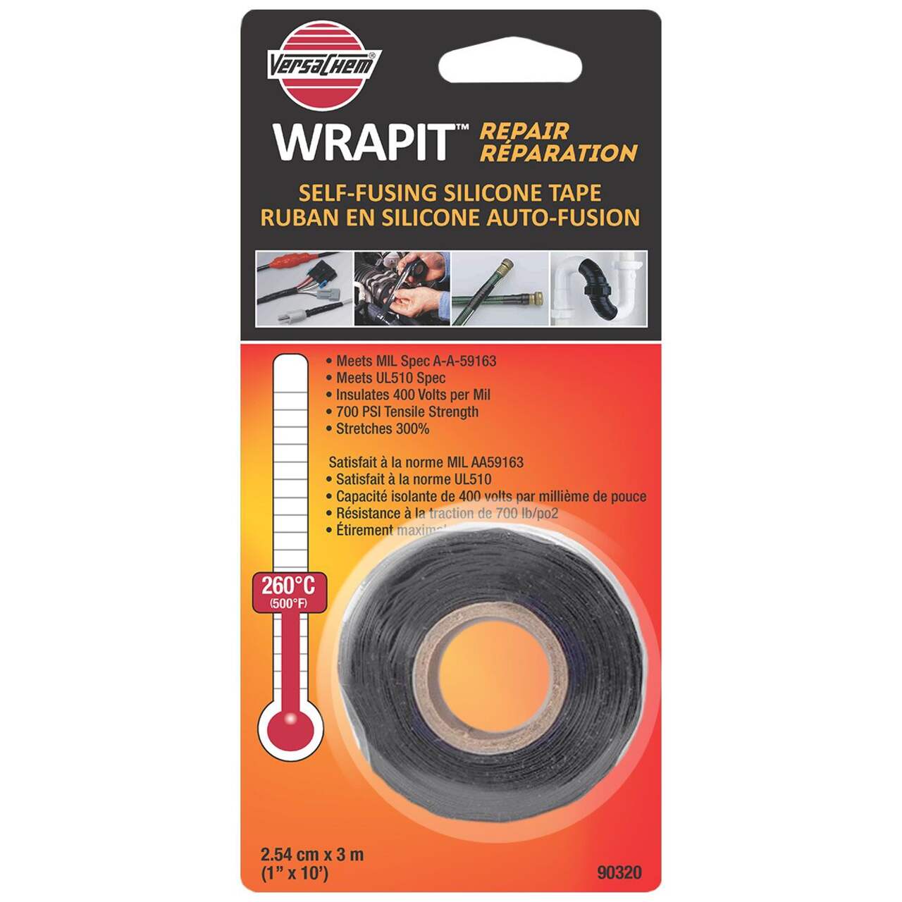VersaChem® Wrap-It™ Silicone Self-Fusing Repair Tape, 1-in x 10-in